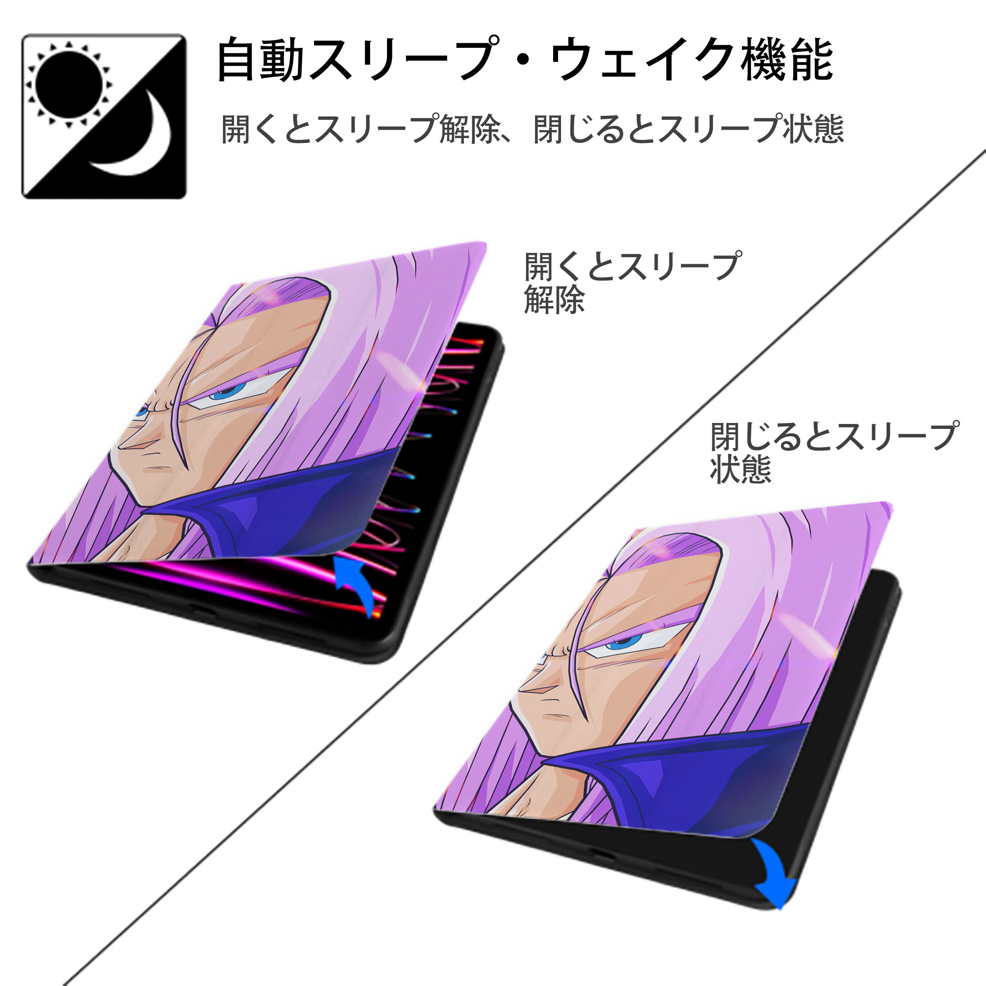 ドラゴンボール DRAGON BALL IPad ケース ブック型 PUレザー TPU 耐衝撃 軽量 薄型 ペン収納なし 全面保護 IPad 各モデル対応