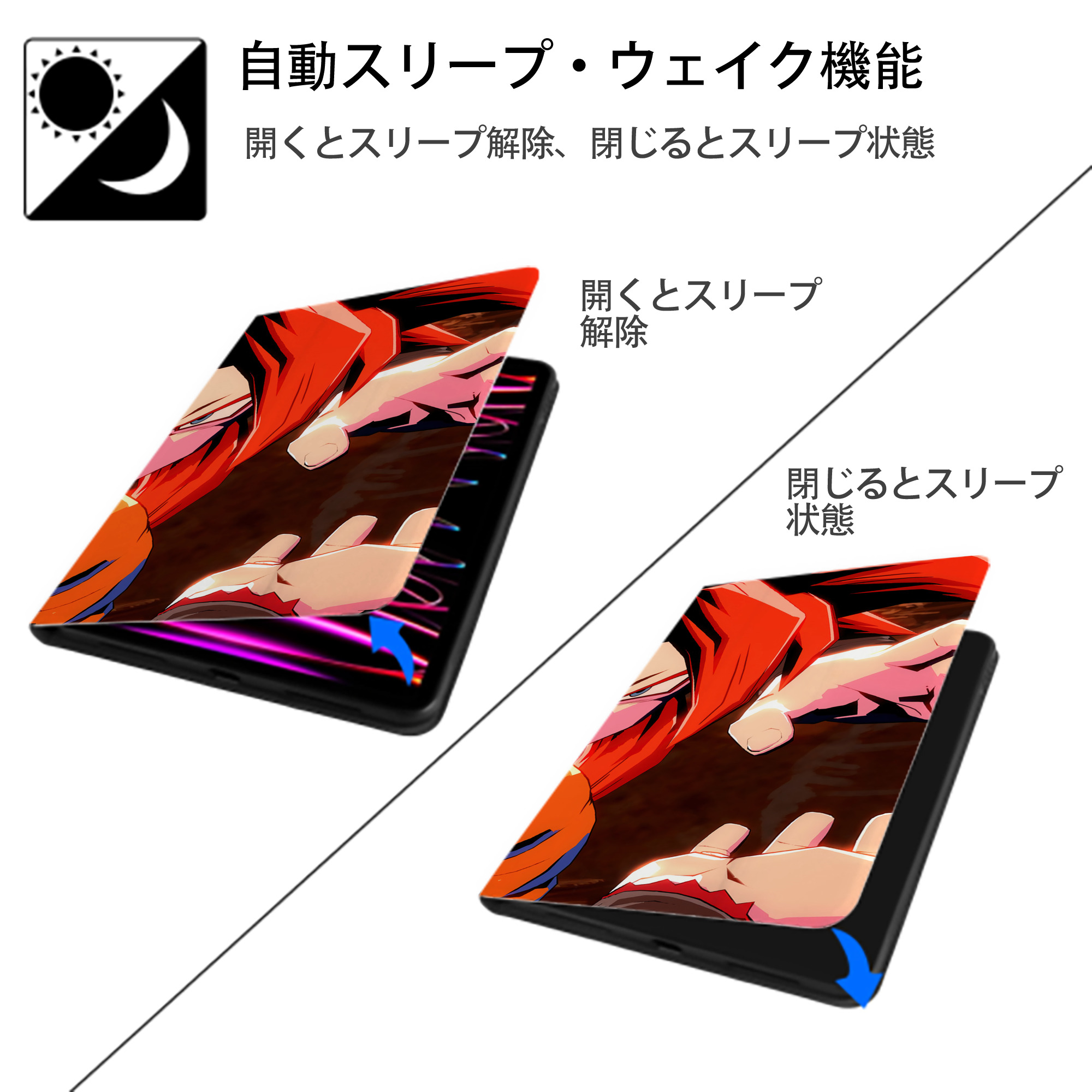 ドラゴンボール DRAGON BALL IPad ケース ブック型 PUレザー TPU 耐衝撃 軽量 薄型 ペン収納なし 全面保護 IPad 各モデル対応