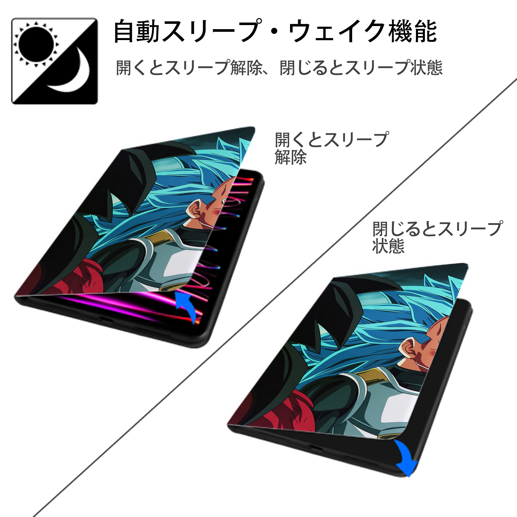 ドラゴンボール DRAGON BALL IPad ケース ブック型 PUレザー TPU 耐衝撃 軽量 薄型 ペン収納なし 全面保護 IPad 各モデル対応