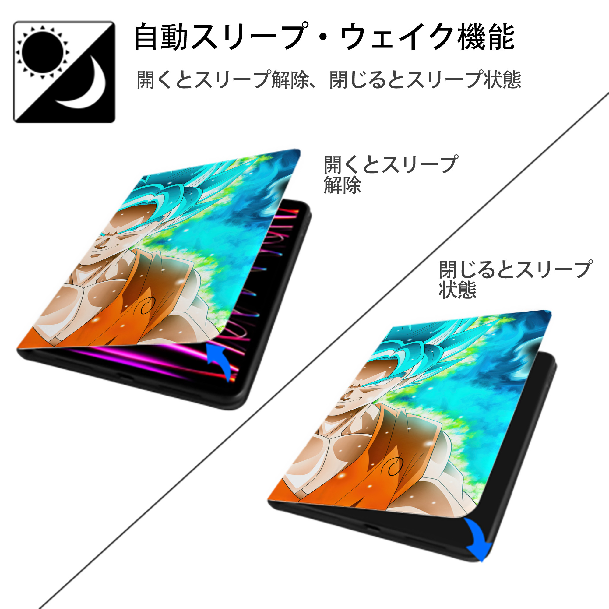 ドラゴンボール DRAGON BALL IPad ケース ブック型 PUレザー TPU 耐衝撃 軽量 薄型 ペン収納なし 全面保護 IPad 各モデル対応