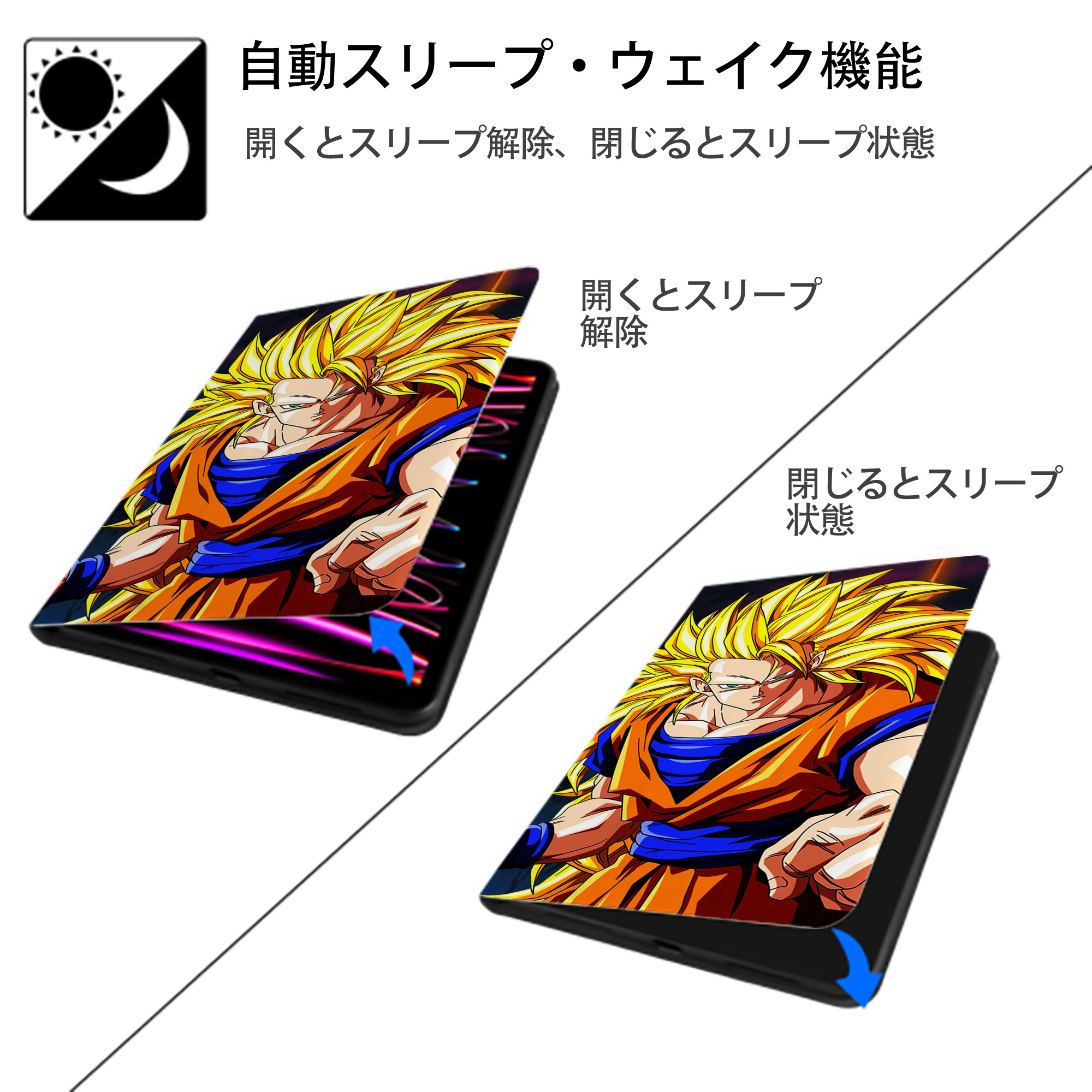 ドラゴンボール DRAGON BALL IPad ケース ブック型 PUレザー TPU 耐衝撃 軽量 薄型 ペン収納なし 全面保護 IPad 各モデル対応