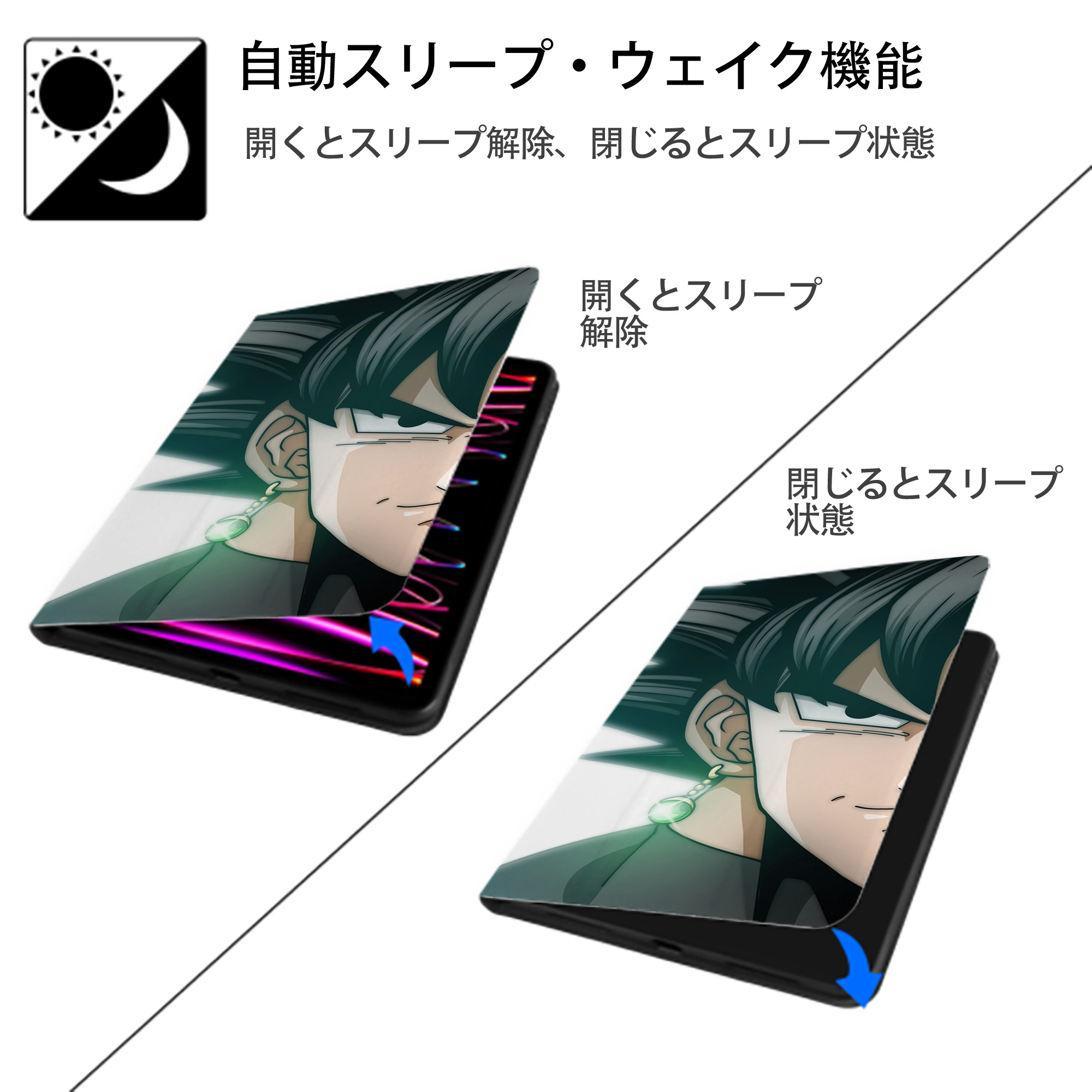 ドラゴンボール DRAGON BALL IPad ケース ブック型 PUレザー TPU 耐衝撃 軽量 薄型 ペン収納なし 全面保護 IPad 各モデル対応