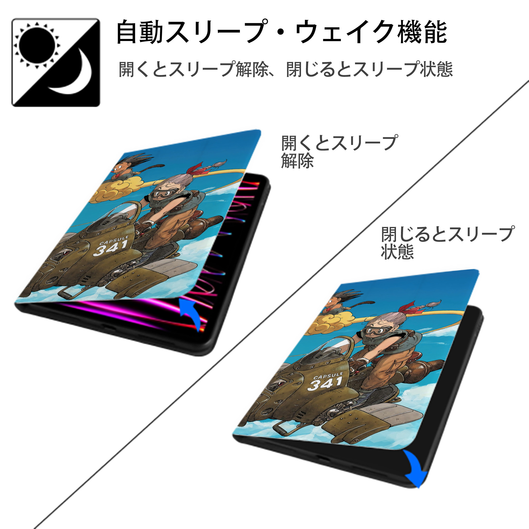 ドラゴンボール DRAGON BALL IPad ケース ブック型 PUレザー TPU 耐衝撃 軽量 薄型 ペン収納なし 全面保護 IPad 各モデル対応