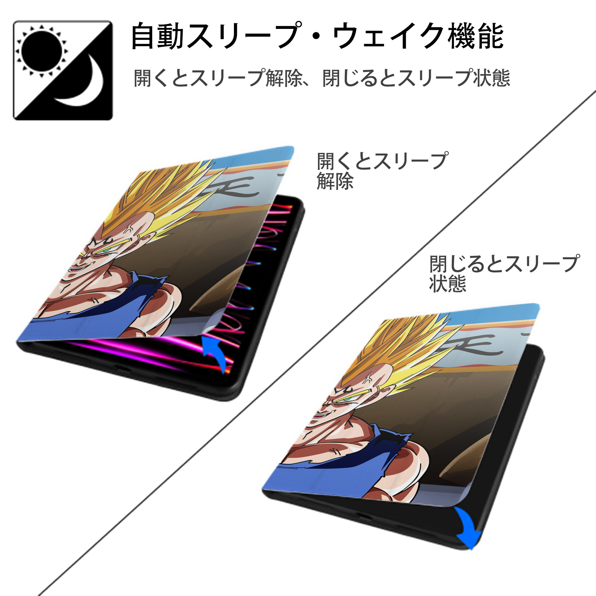 ドラゴンボール DRAGON BALL IPad ケース ブック型 PUレザー TPU 耐衝撃 軽量 薄型 ペン収納なし 全面保護 IPad 各モデル対応