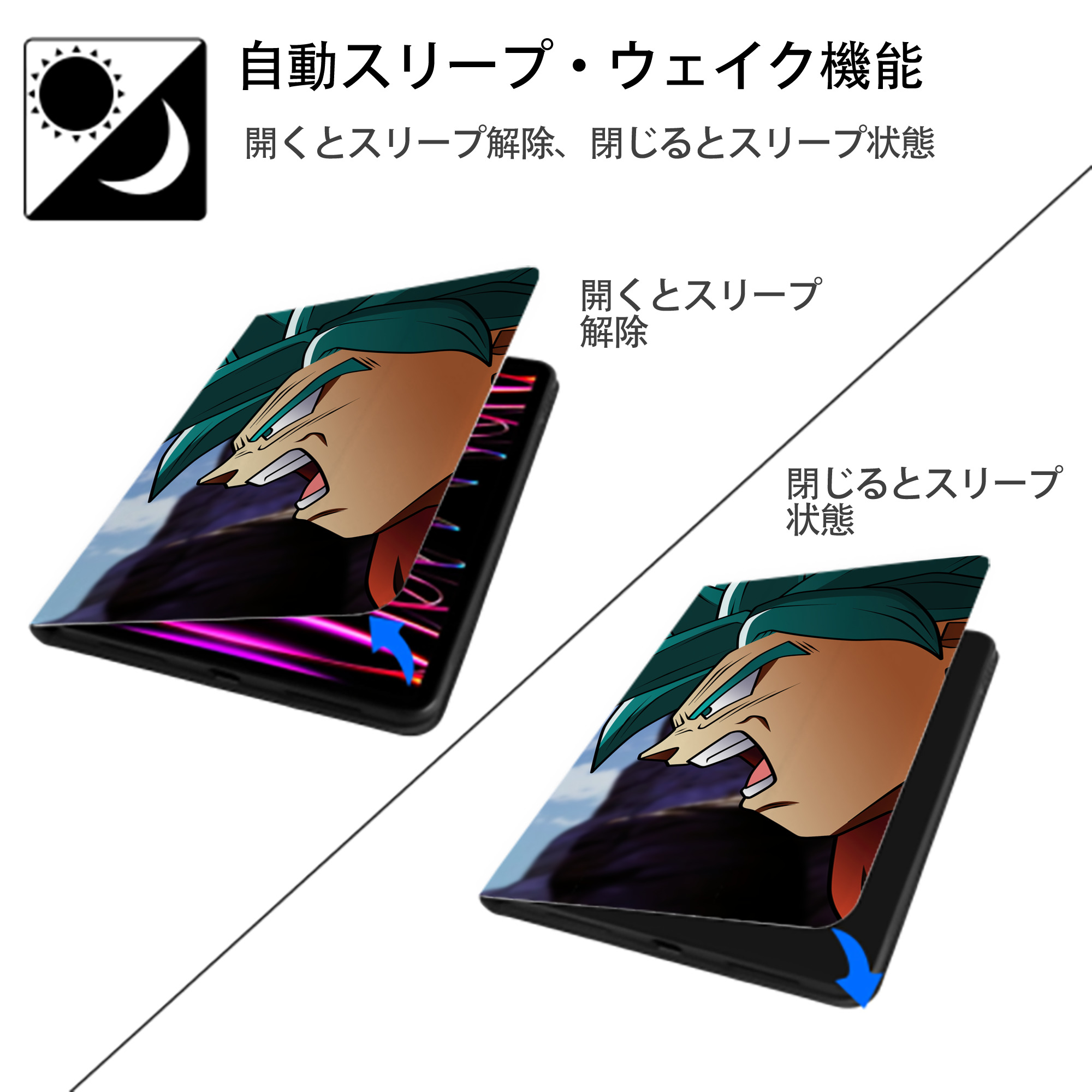 ドラゴンボール DRAGON BALL IPad ケース ブック型 PUレザー TPU 耐衝撃 軽量 薄型 ペン収納なし 全面保護 IPad 各モデル対応