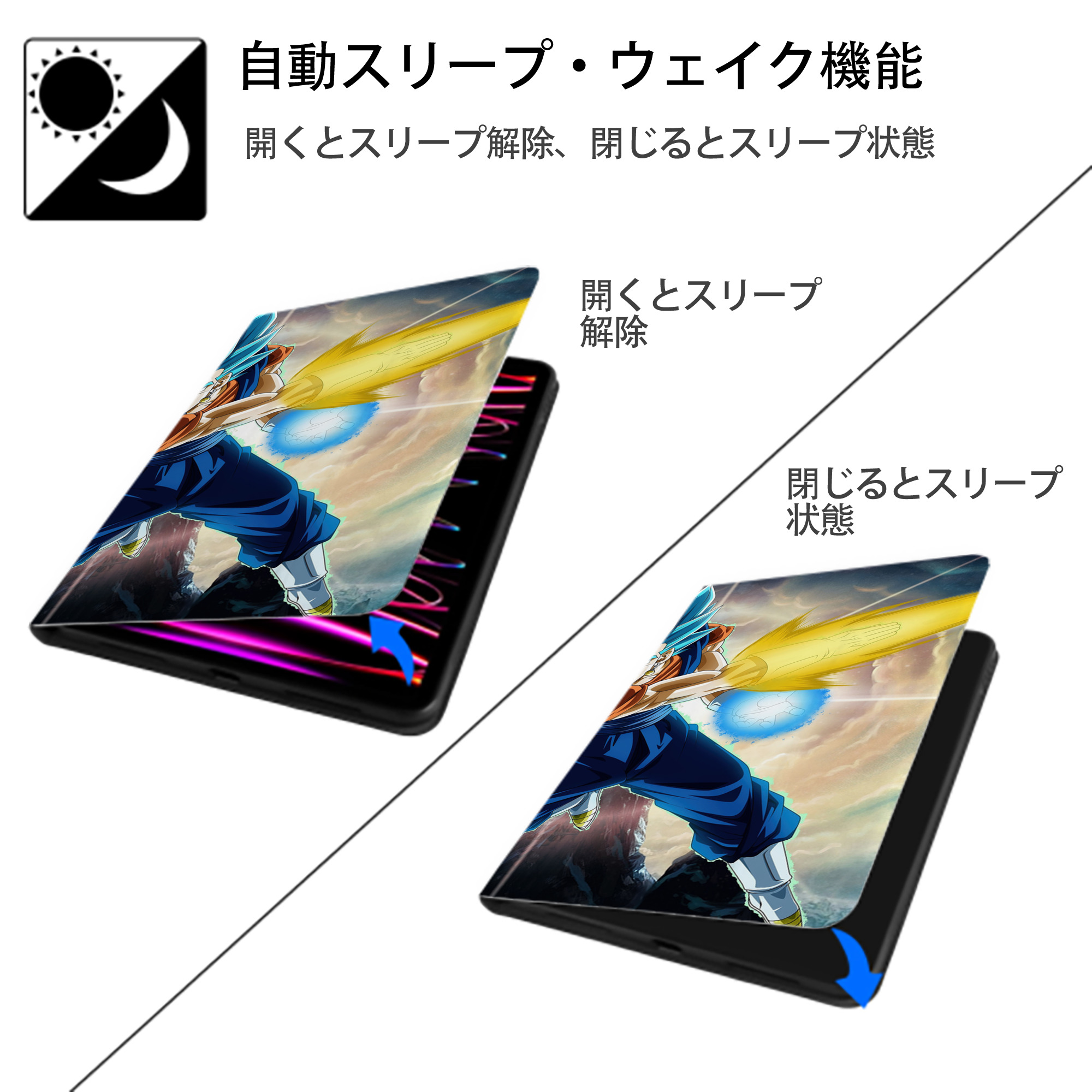 ドラゴンボール DRAGON BALL IPad ケース ブック型 PUレザー TPU 耐衝撃 軽量 薄型 ペン収納なし 全面保護 IPad 各モデル対応