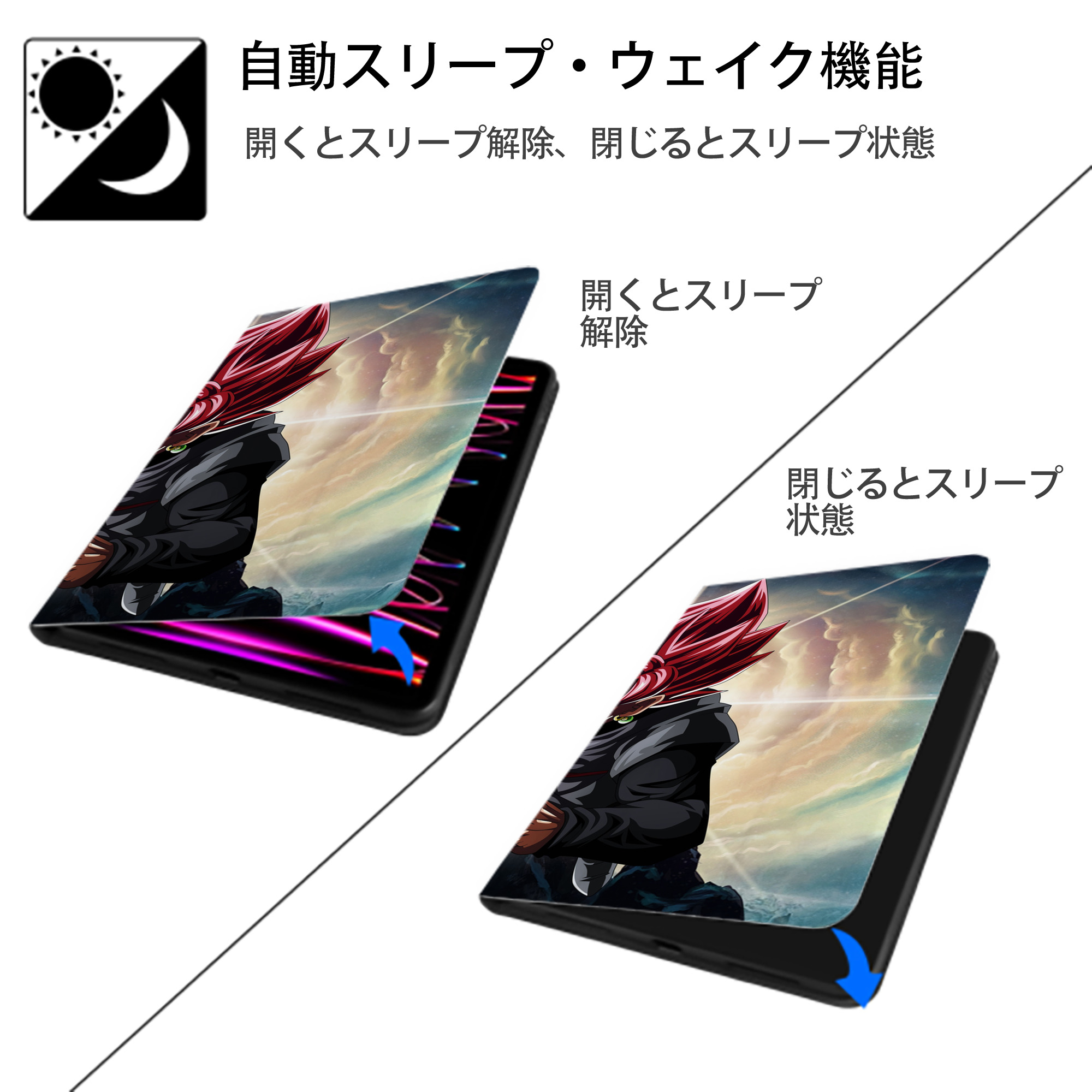 ドラゴンボール DRAGON BALL IPad ケース ブック型 PUレザー TPU 耐衝撃 軽量 薄型 ペン収納なし 全面保護 IPad 各モデル対応