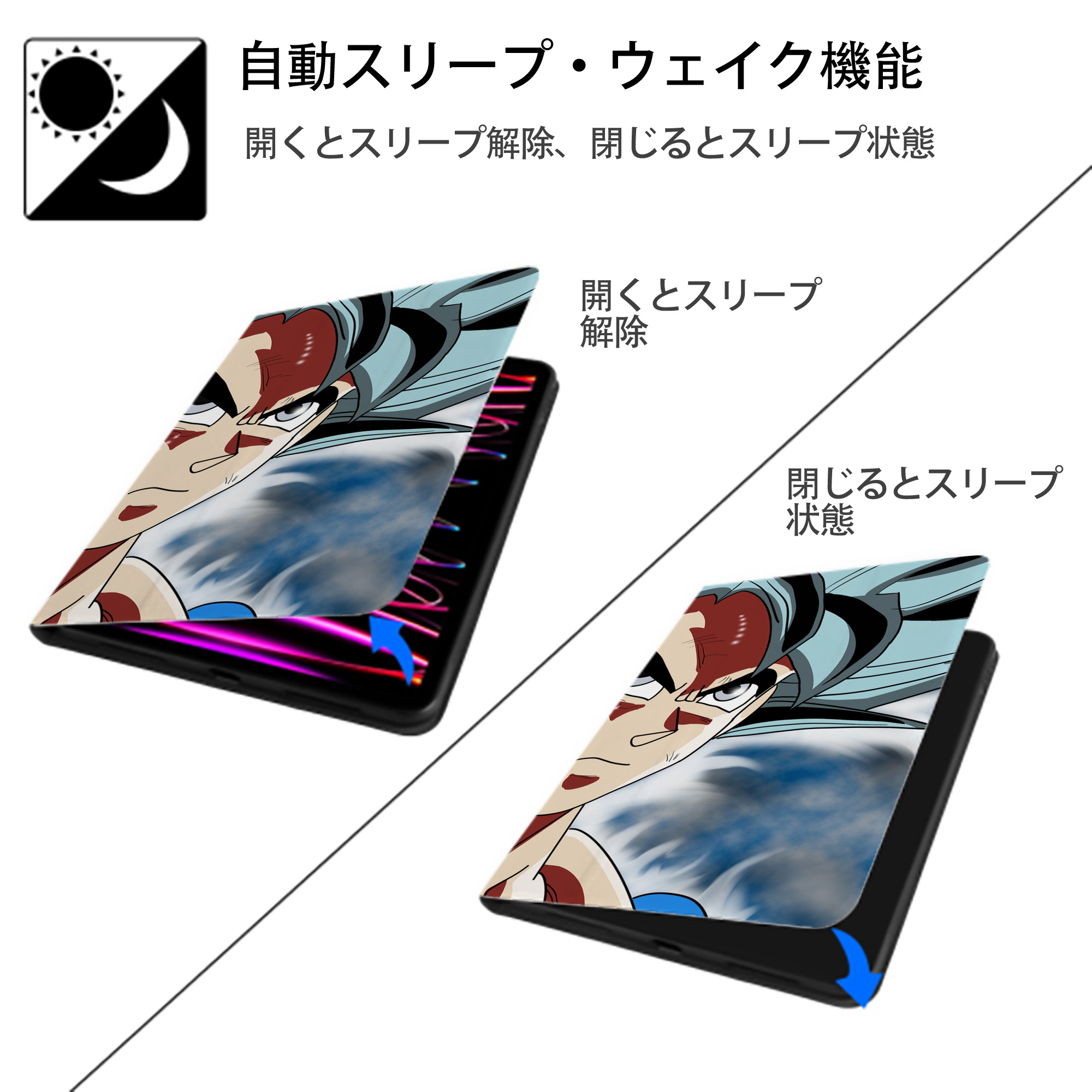 ドラゴンボール DRAGON BALL IPad ケース ブック型 PUレザー TPU 耐衝撃 軽量 薄型 ペン収納なし 全面保護 IPad 各モデル対応