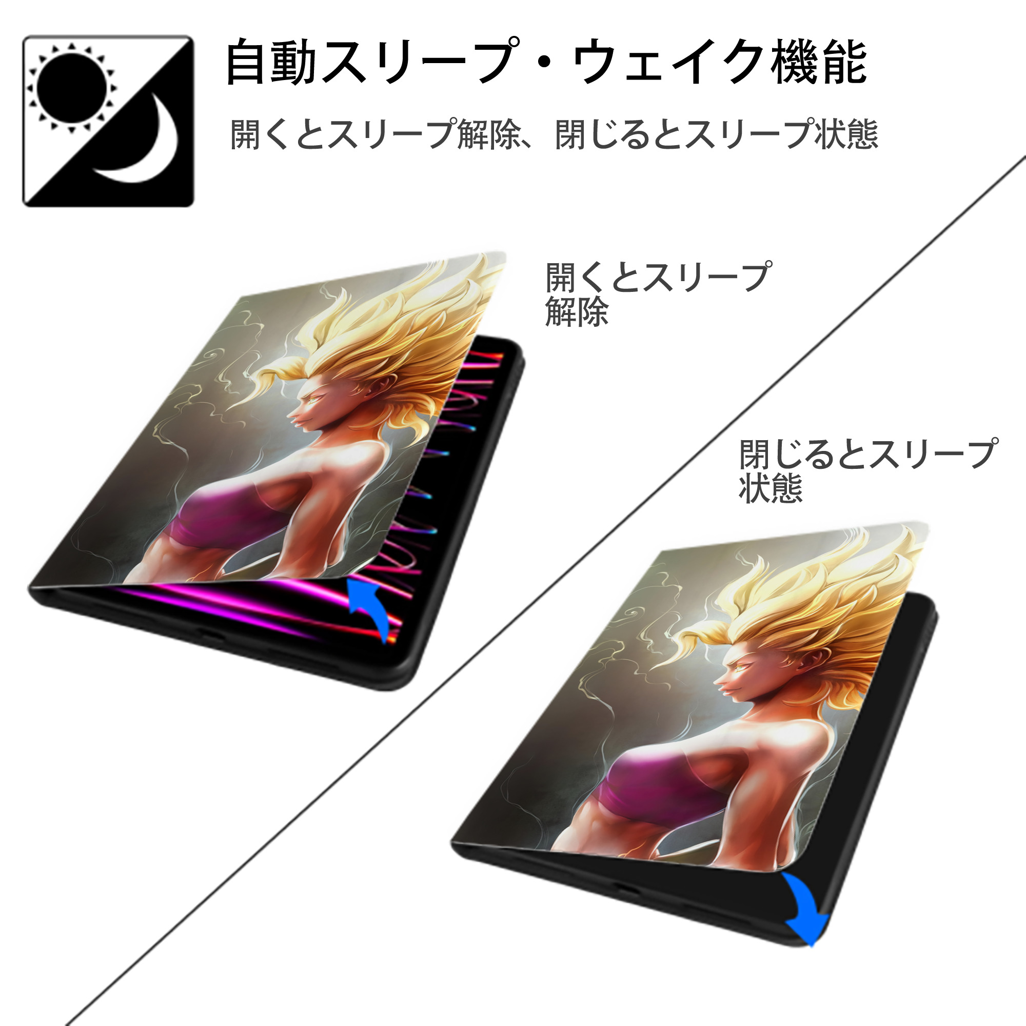 ドラゴンボール DRAGON BALL IPad ケース ブック型 PUレザー TPU 耐衝撃 軽量 薄型 ペン収納なし 全面保護 IPad 各モデル対応