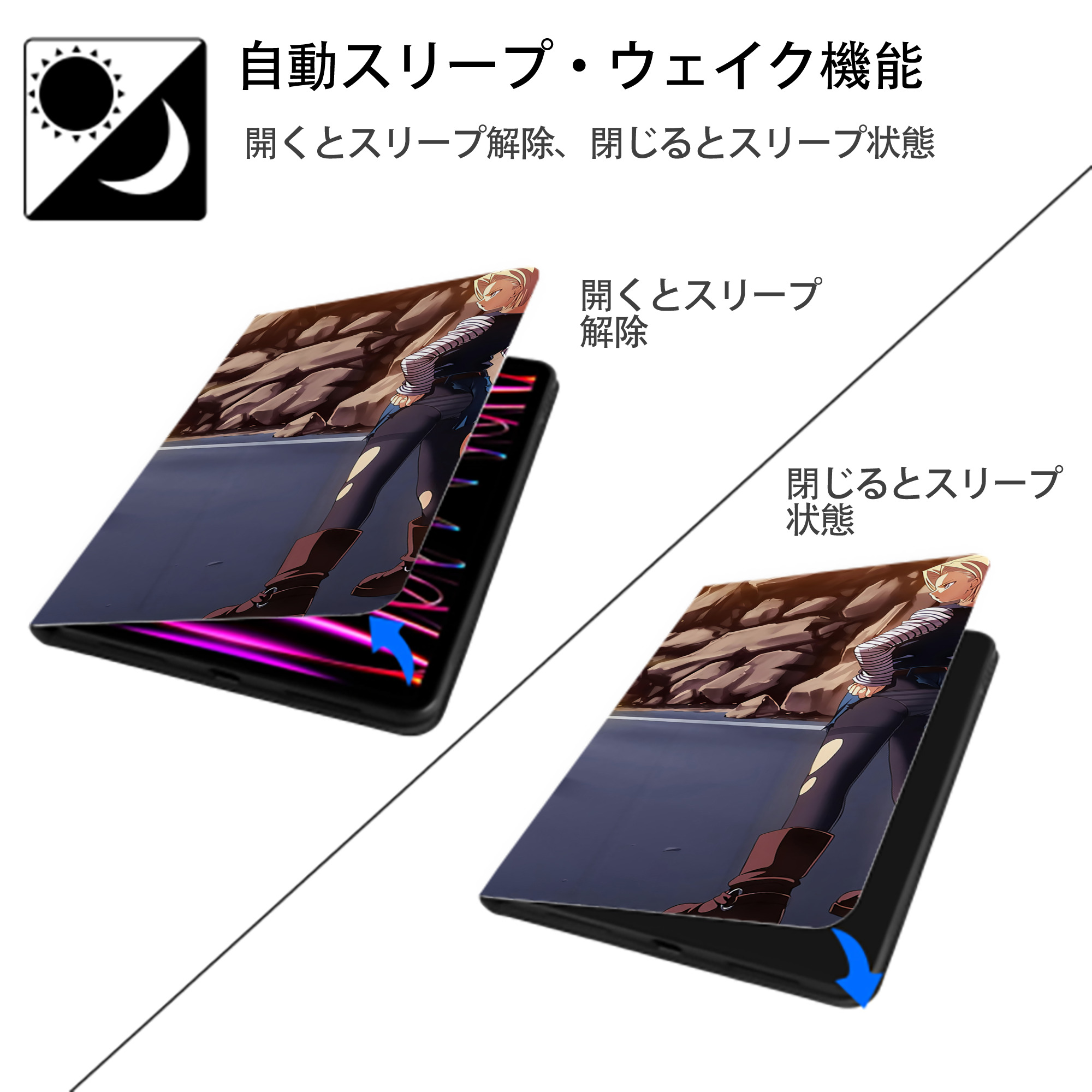 ドラゴンボール DRAGON BALL IPad ケース ブック型 PUレザー TPU 耐衝撃 軽量 薄型 ペン収納なし 全面保護 IPad 各モデル対応