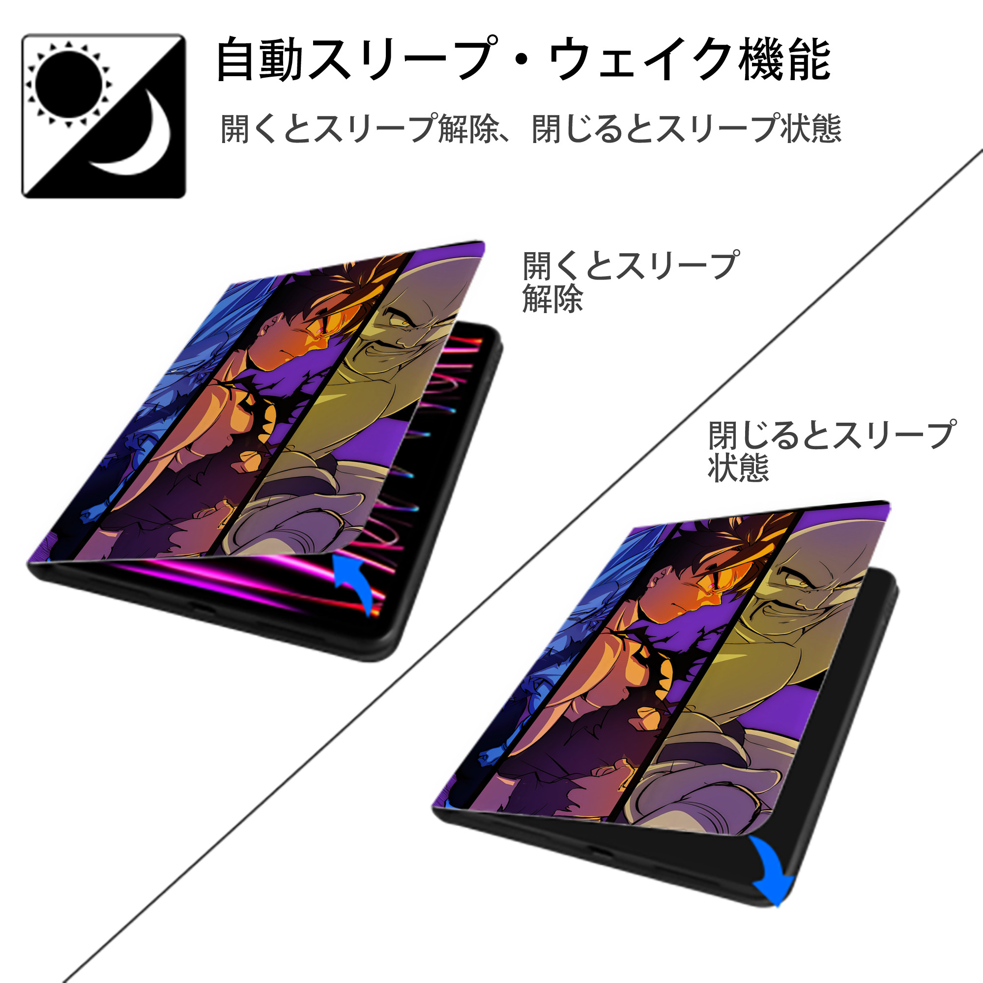 ドラゴンボール DRAGON BALL IPad ケース ブック型 PUレザー TPU 耐衝撃 軽量 薄型 ペン収納なし 全面保護 IPad 各モデル対応