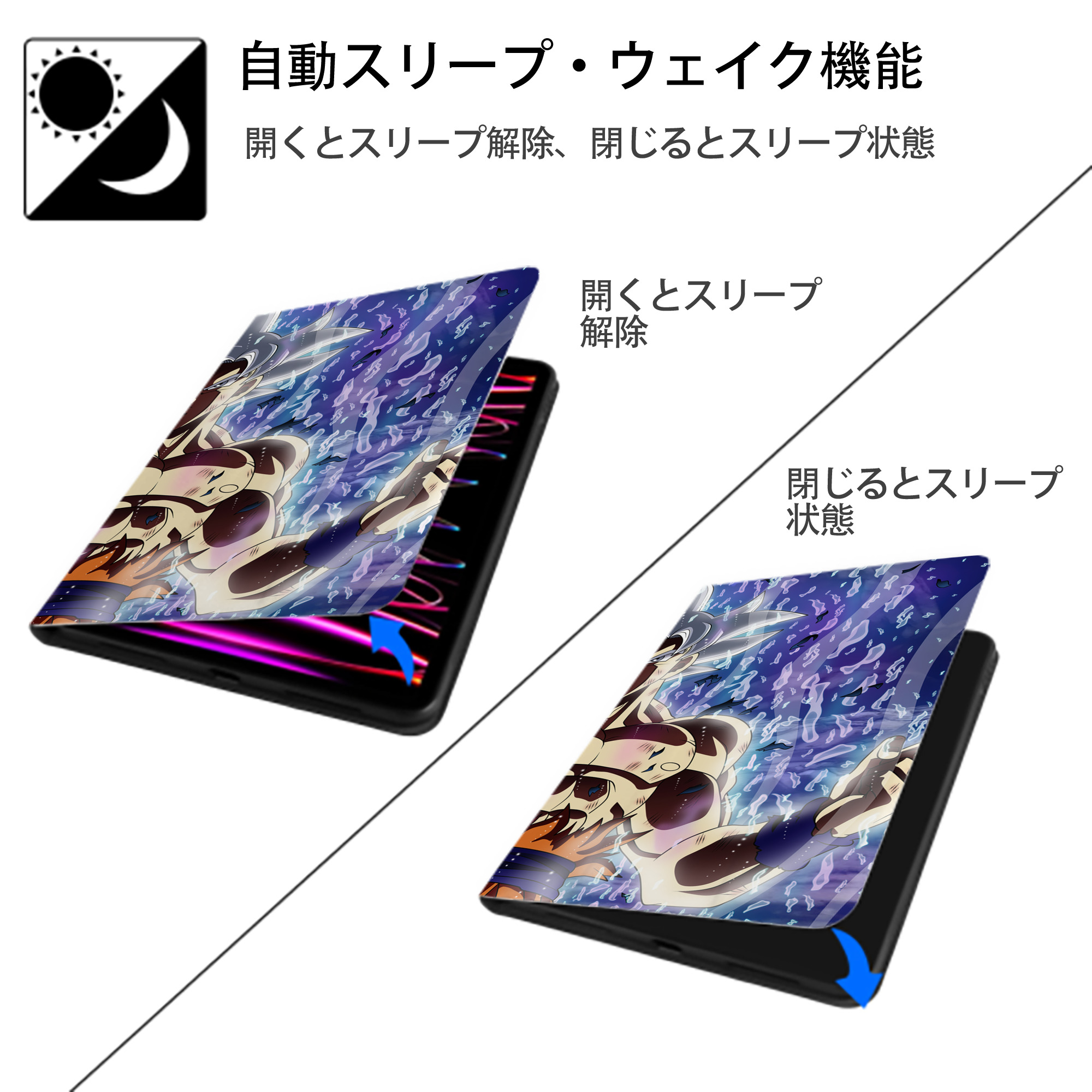 ドラゴンボール DRAGON BALL IPad ケース ブック型 PUレザー TPU 耐衝撃 軽量 薄型 ペン収納なし 全面保護 IPad 各モデル対応