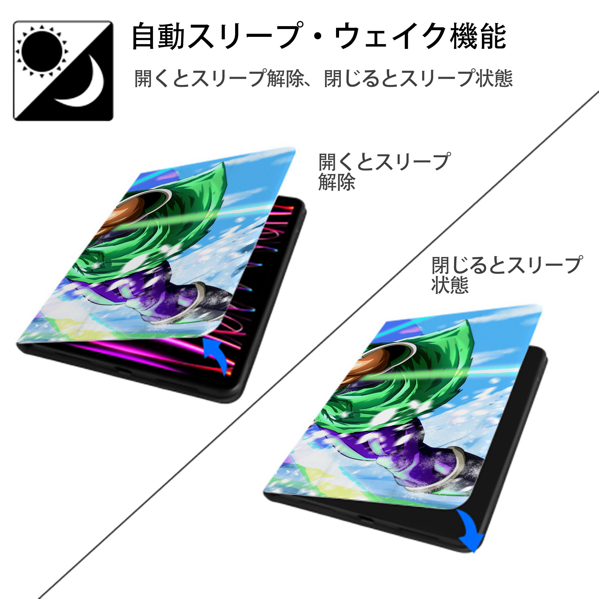 ドラゴンボール DRAGON BALL IPad ケース ブック型 PUレザー TPU 耐衝撃 軽量 薄型 ペン収納なし 全面保護 IPad 各モデル対応