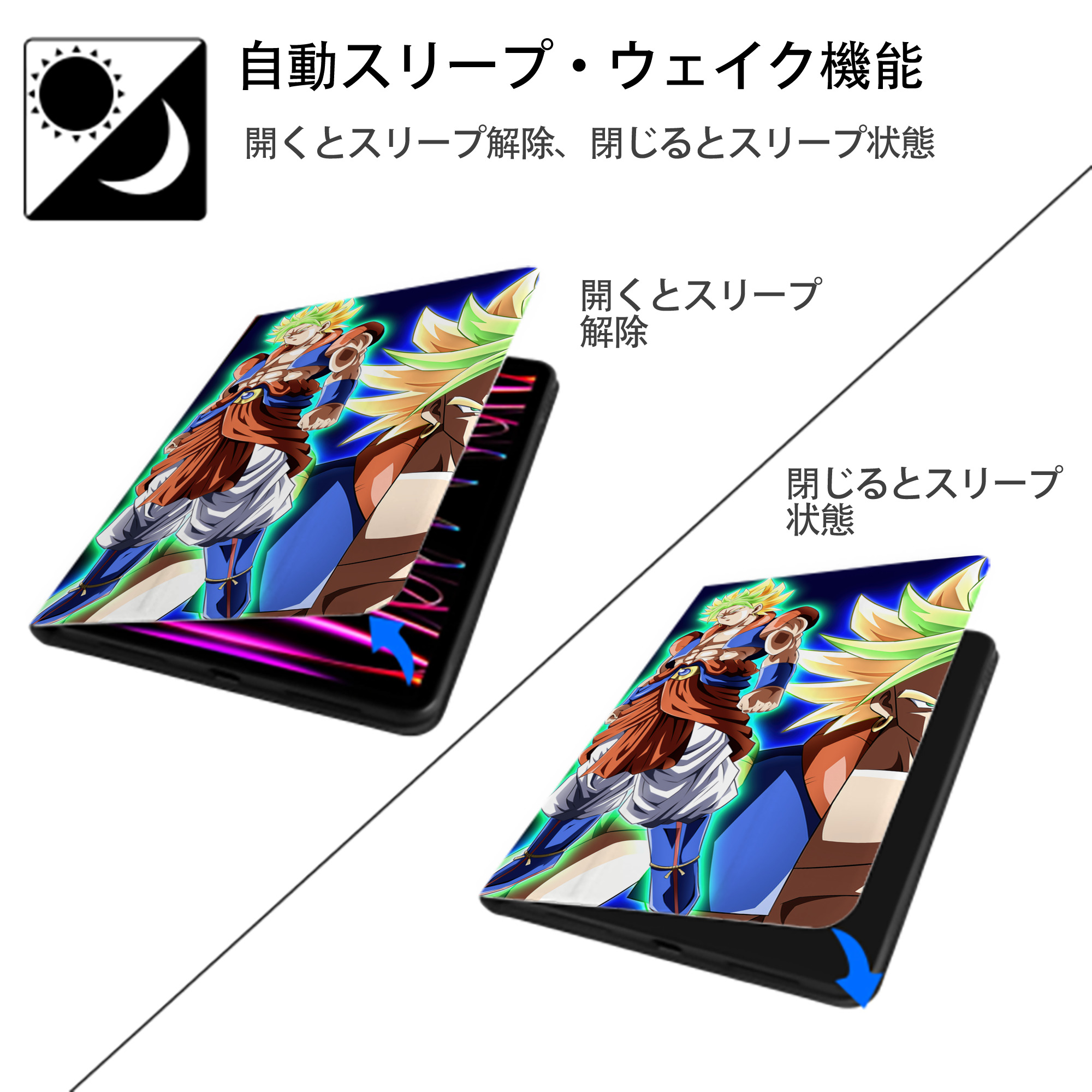 ドラゴンボール DRAGON BALL IPad ケース ブック型 PUレザー TPU 耐衝撃 軽量 薄型 ペン収納なし 全面保護 IPad 各モデル対応