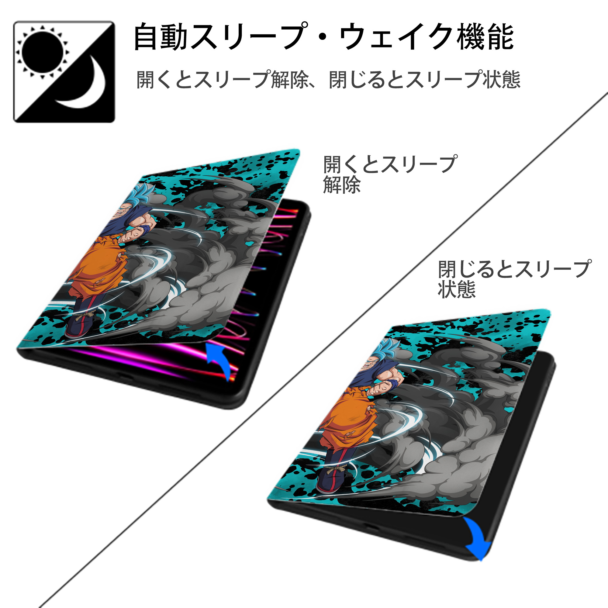 ドラゴンボール DRAGON BALL IPad ケース ブック型 PUレザー TPU 耐衝撃 軽量 薄型 ペン収納なし 全面保護 IPad 各モデル対応