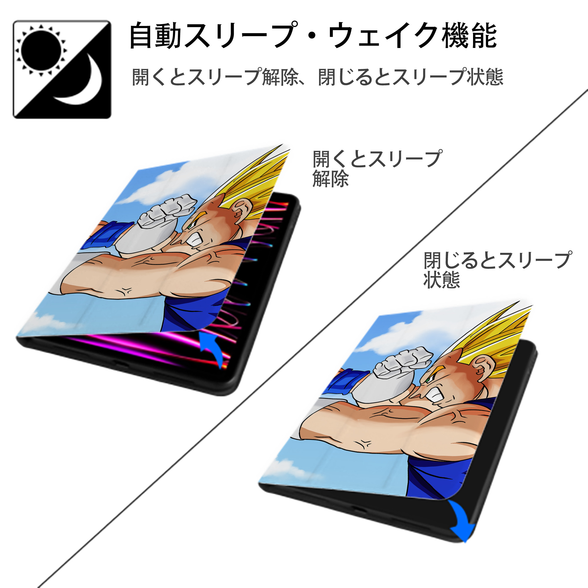 ドラゴンボール DRAGON BALL IPad ケース ブック型 PUレザー TPU 耐衝撃 軽量 薄型 ペン収納なし 全面保護 IPad 各モデル対応