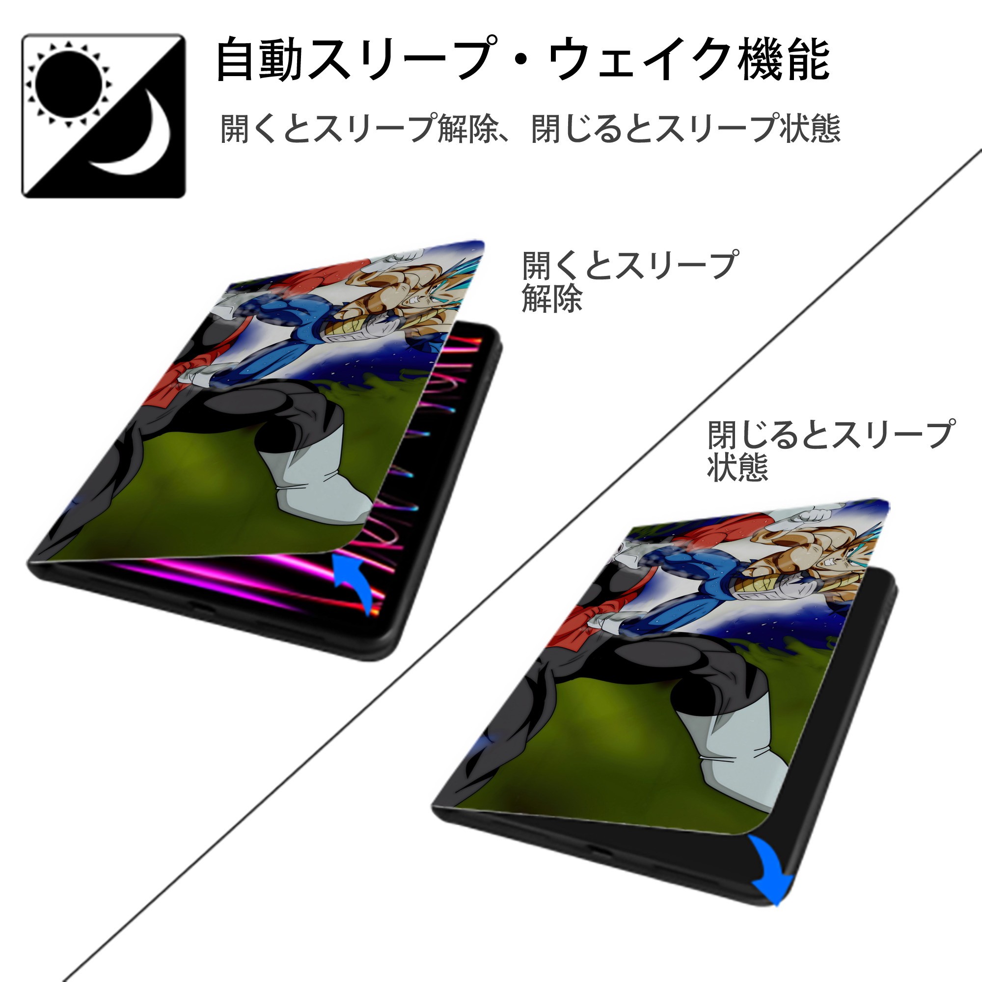 ドラゴンボール DRAGON BALL IPad ケース ブック型 PUレザー TPU 耐衝撃 軽量 薄型 ペン収納なし 全面保護 IPad 各モデル対応