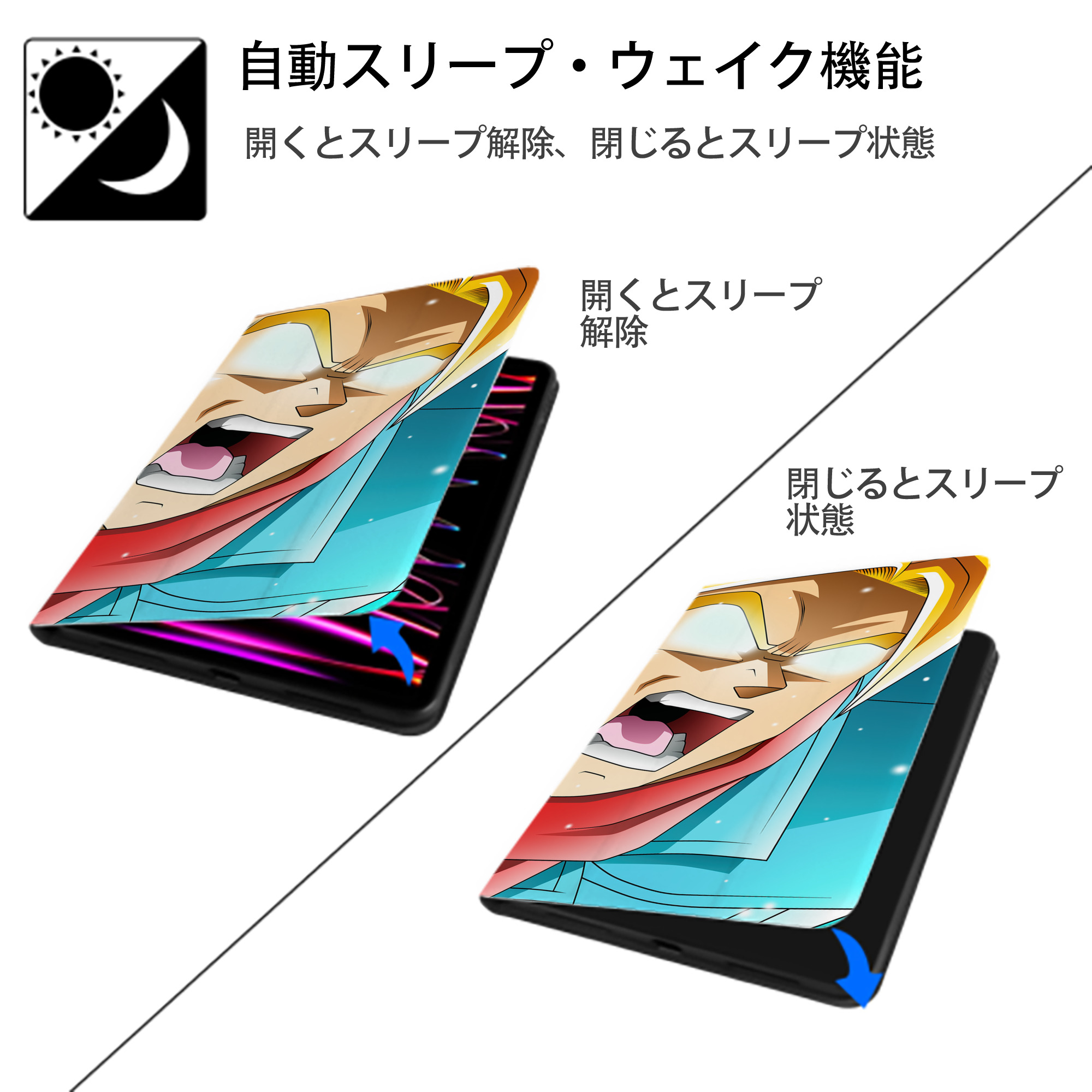 ドラゴンボール DRAGON BALL IPad ケース ブック型 PUレザー TPU 耐衝撃 軽量 薄型 ペン収納なし 全面保護 IPad 各モデル対応