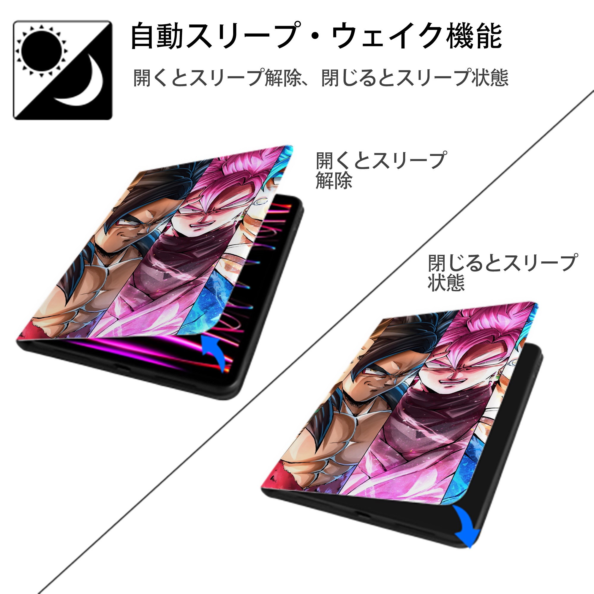 ドラゴンボール DRAGON BALL IPad ケース ブック型 PUレザー TPU 耐衝撃 軽量 薄型 ペン収納なし 全面保護 IPad 各モデル対応