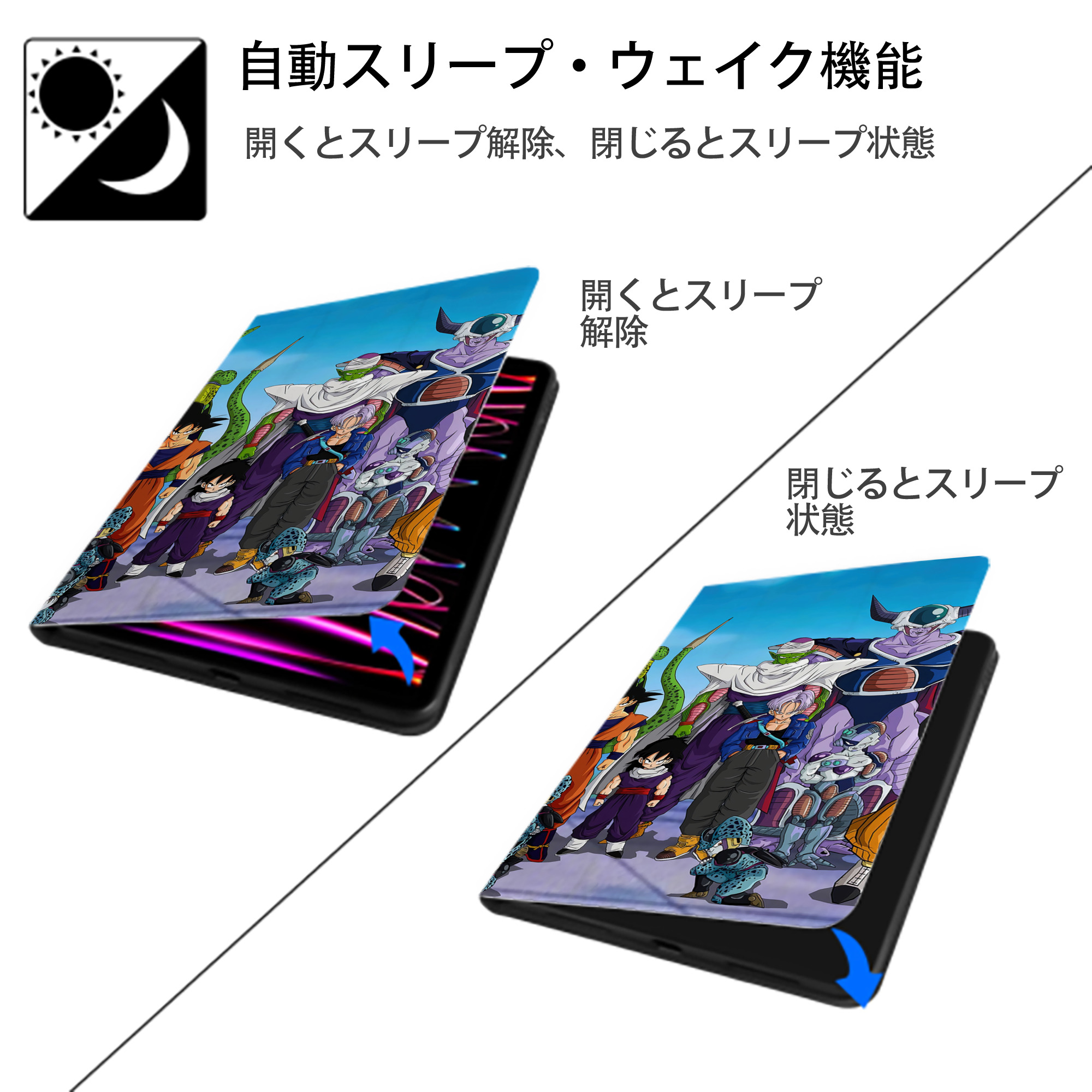 ドラゴンボール DRAGON BALL IPad ケース ブック型 PUレザー TPU 耐衝撃 軽量 薄型 ペン収納なし 全面保護 IPad 各モデル対応