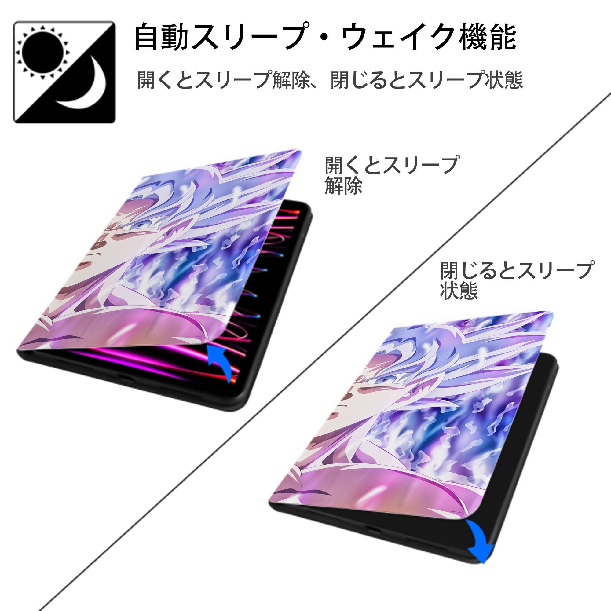 ドラゴンボール DRAGON BALL IPad ケース ブック型 PUレザー TPU 耐衝撃 軽量 薄型 ペン収納なし 全面保護 IPad 各モデル対応