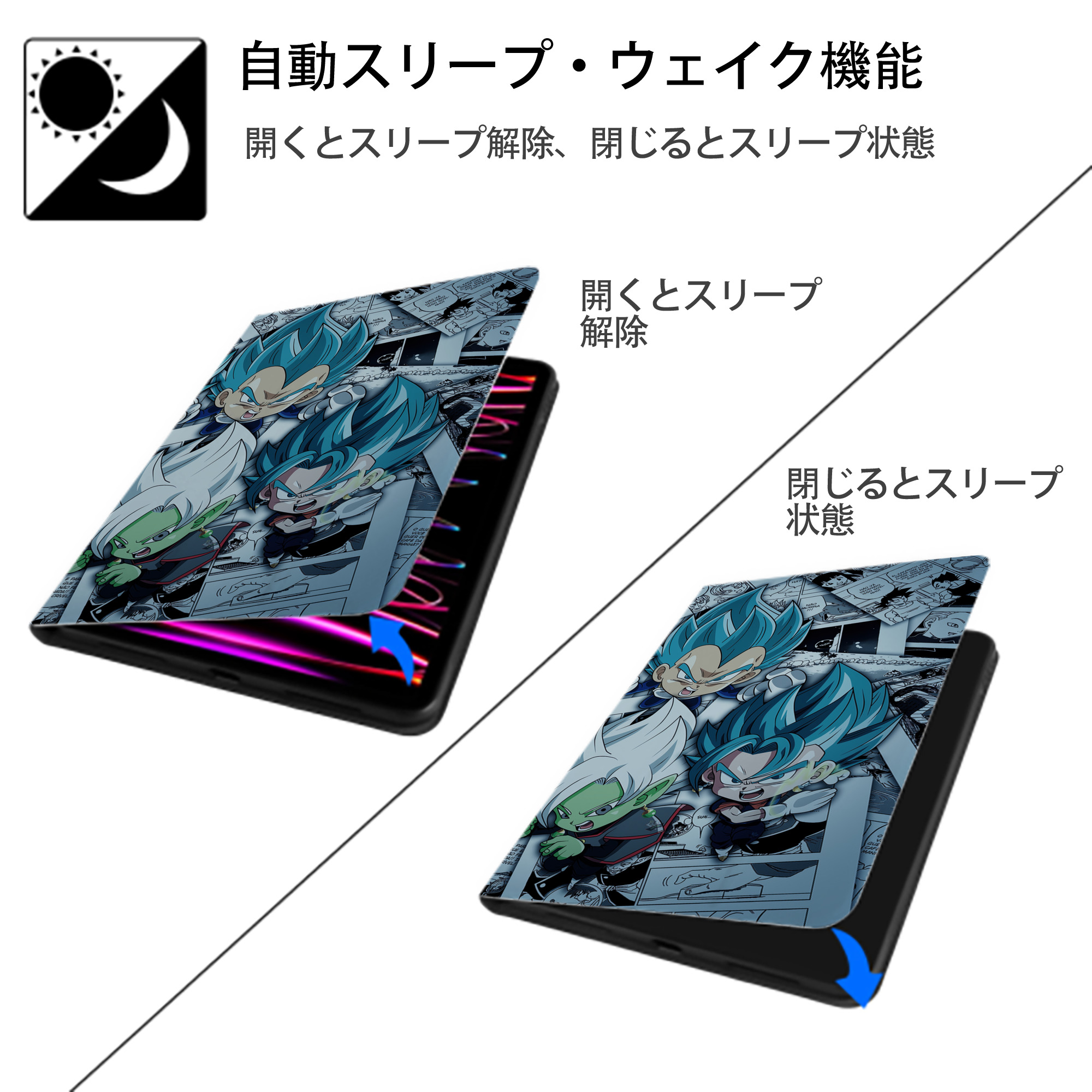 ドラゴンボール DRAGON BALL IPad ケース ブック型 PUレザー TPU 耐衝撃 軽量 薄型 ペン収納なし 全面保護 IPad 各モデル対応