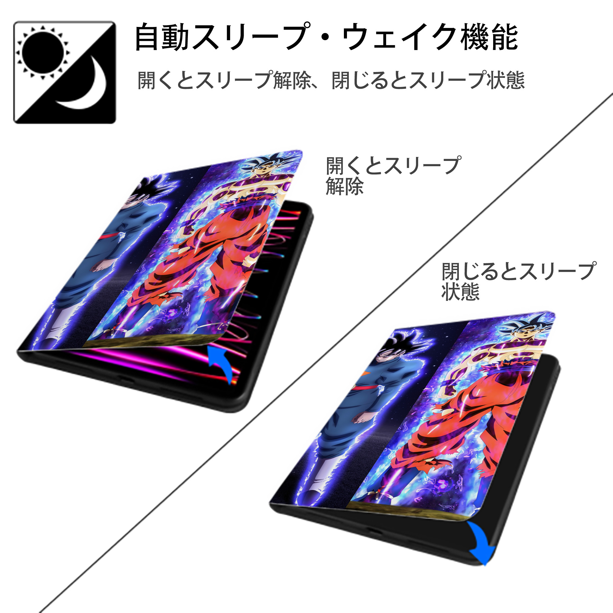 ドラゴンボール DRAGON BALL IPad ケース ブック型 PUレザー TPU 耐衝撃 軽量 薄型 ペン収納なし 全面保護 IPad 各モデル対応