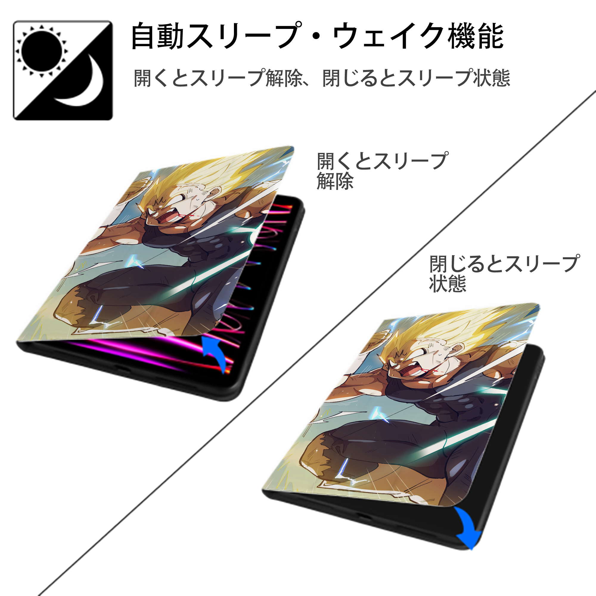 ドラゴンボール DRAGON BALL IPad ケース ブック型 PUレザー TPU 耐衝撃 軽量 薄型 ペン収納なし 全面保護 IPad 各モデル対応