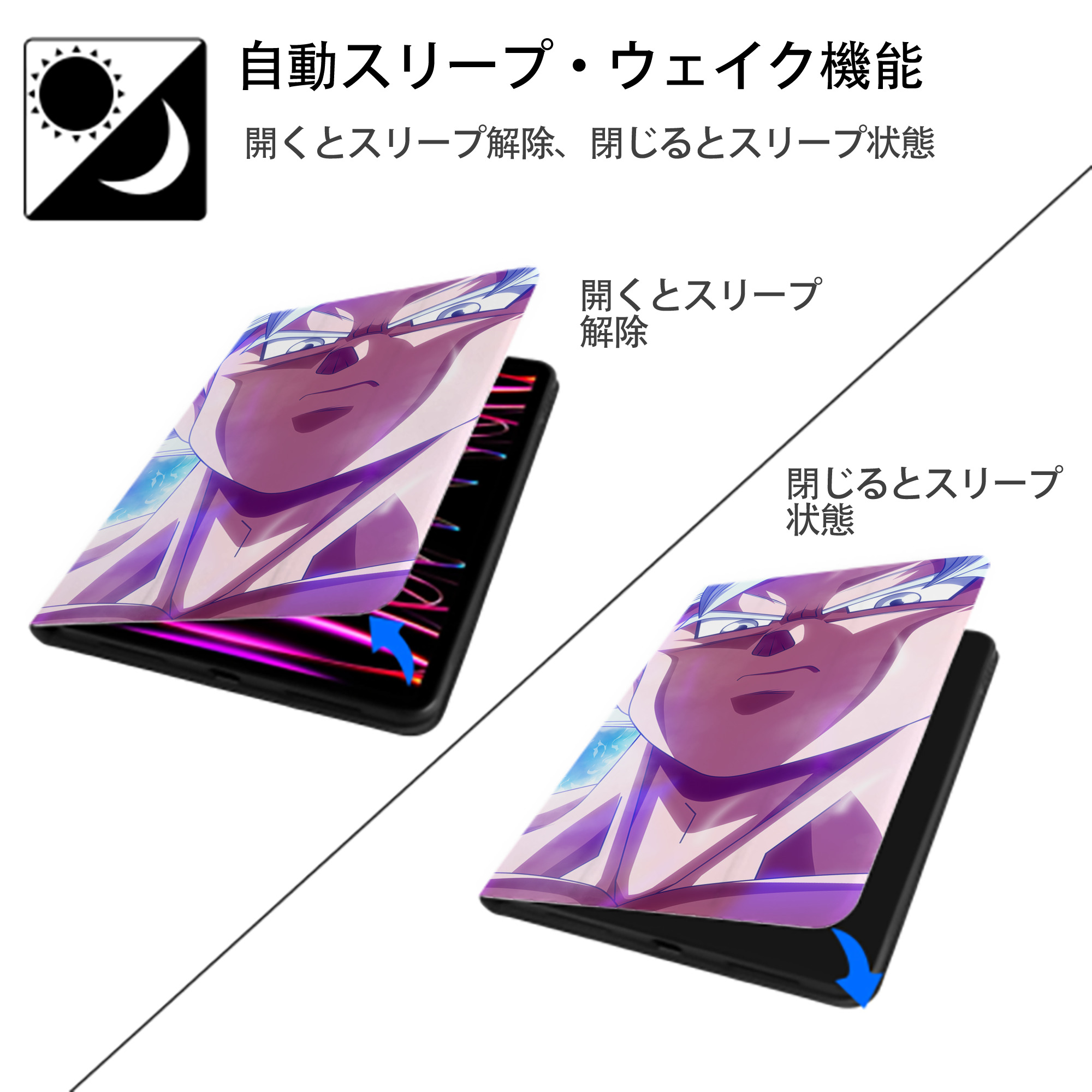 ドラゴンボール DRAGON BALL IPad ケース ブック型 PUレザー TPU 耐衝撃 軽量 薄型 ペン収納なし 全面保護 IPad 各モデル対応