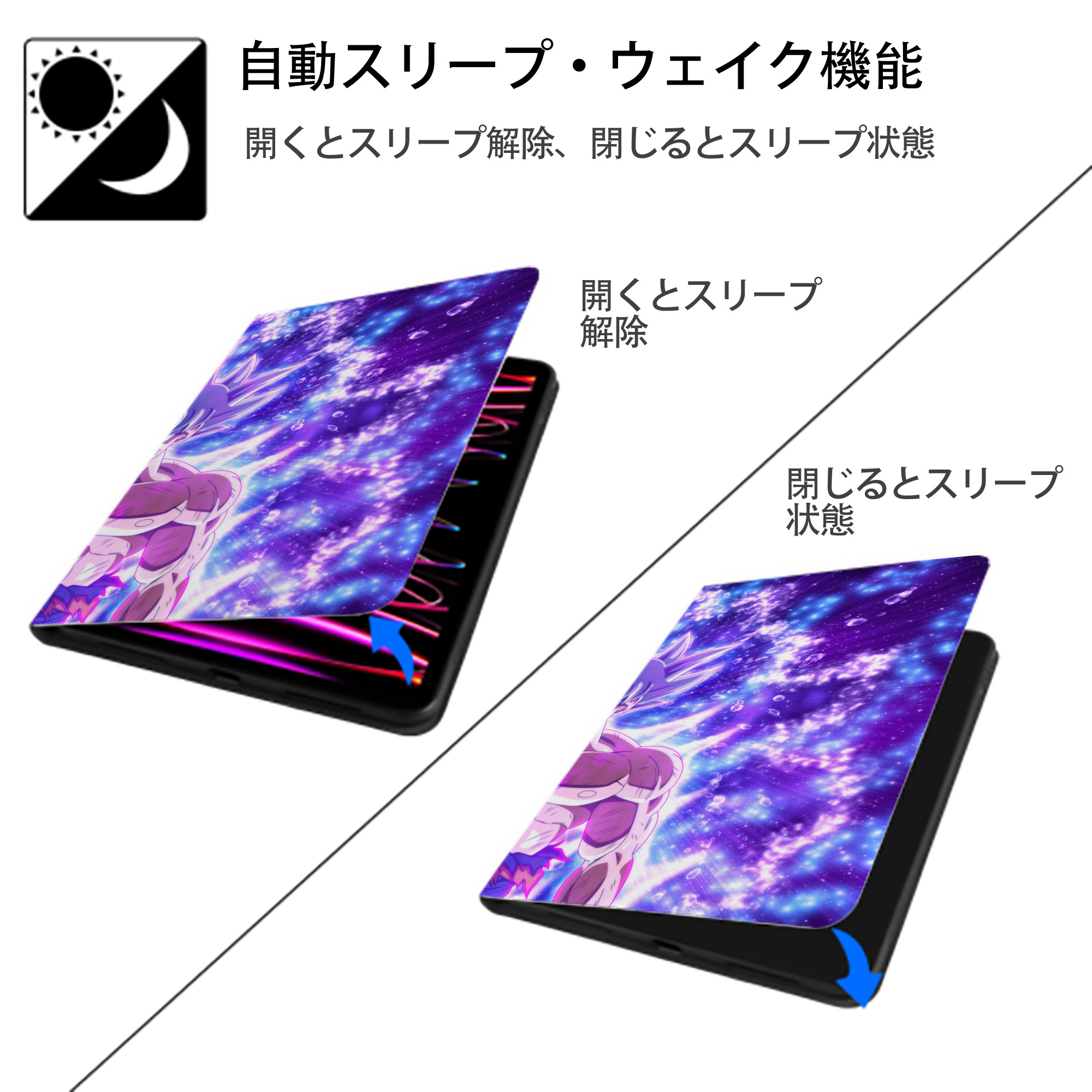 ドラゴンボール DRAGON BALL IPad ケース ブック型 PUレザー TPU 耐衝撃 軽量 薄型 ペン収納なし 全面保護 IPad 各モデル対応