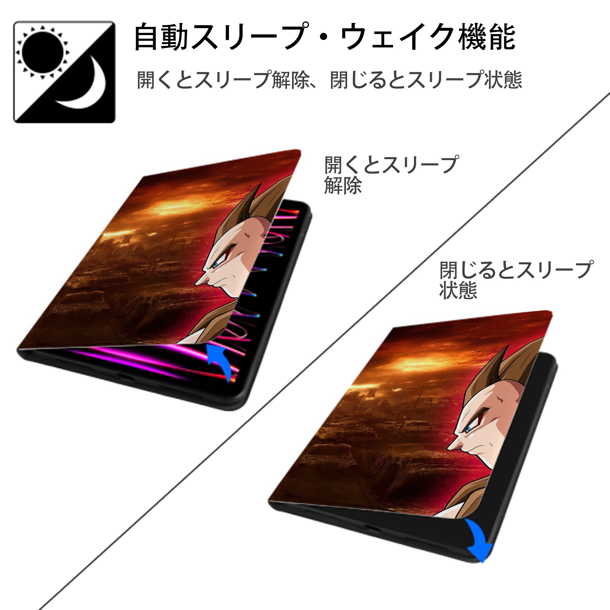 ドラゴンボール DRAGON BALL IPad ケース ブック型 PUレザー TPU 耐衝撃 軽量 薄型 ペン収納なし 全面保護 IPad 各モデル対応