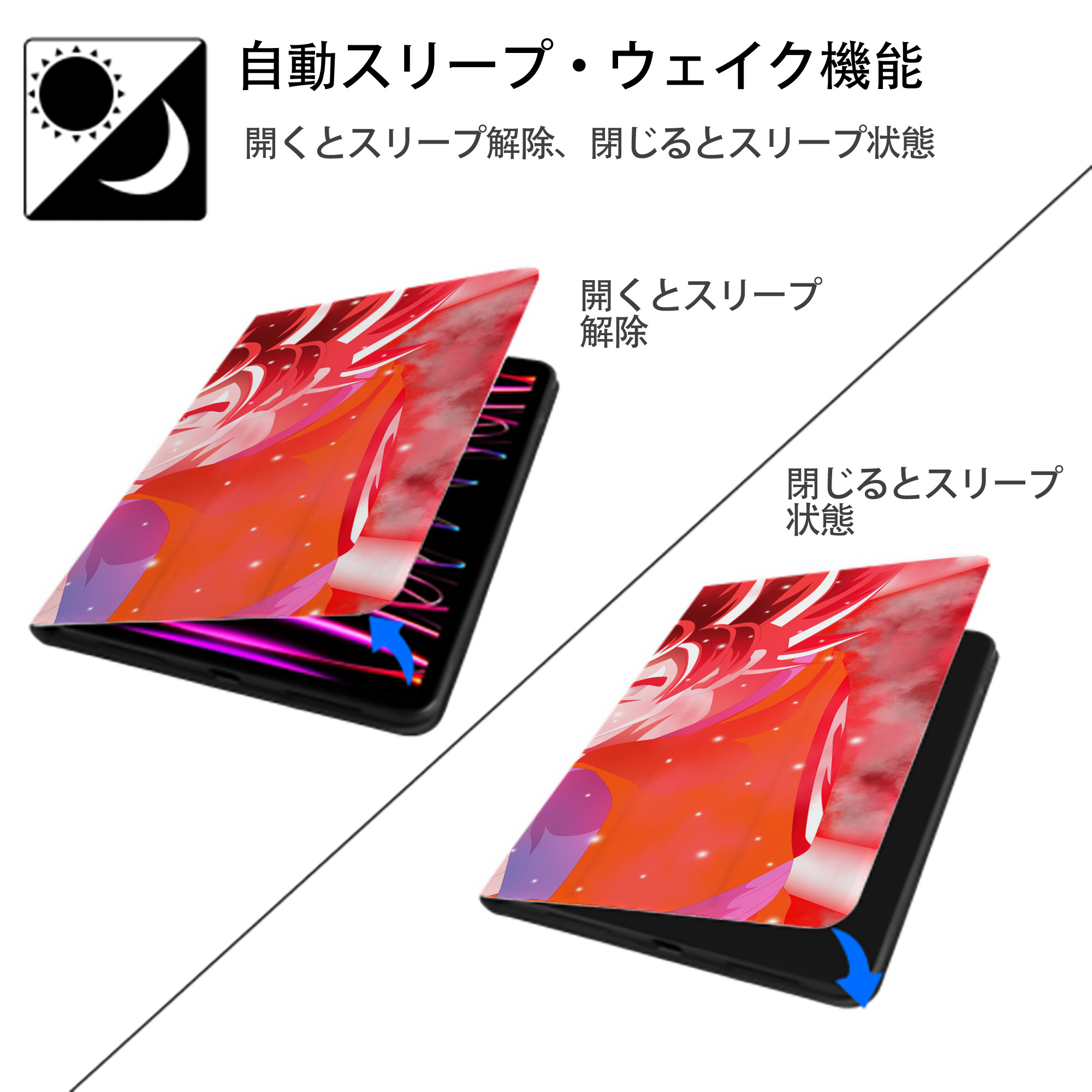 ドラゴンボール DRAGON BALL IPad ケース ブック型 PUレザー TPU 耐衝撃 軽量 薄型 ペン収納なし 全面保護 IPad 各モデル対応
