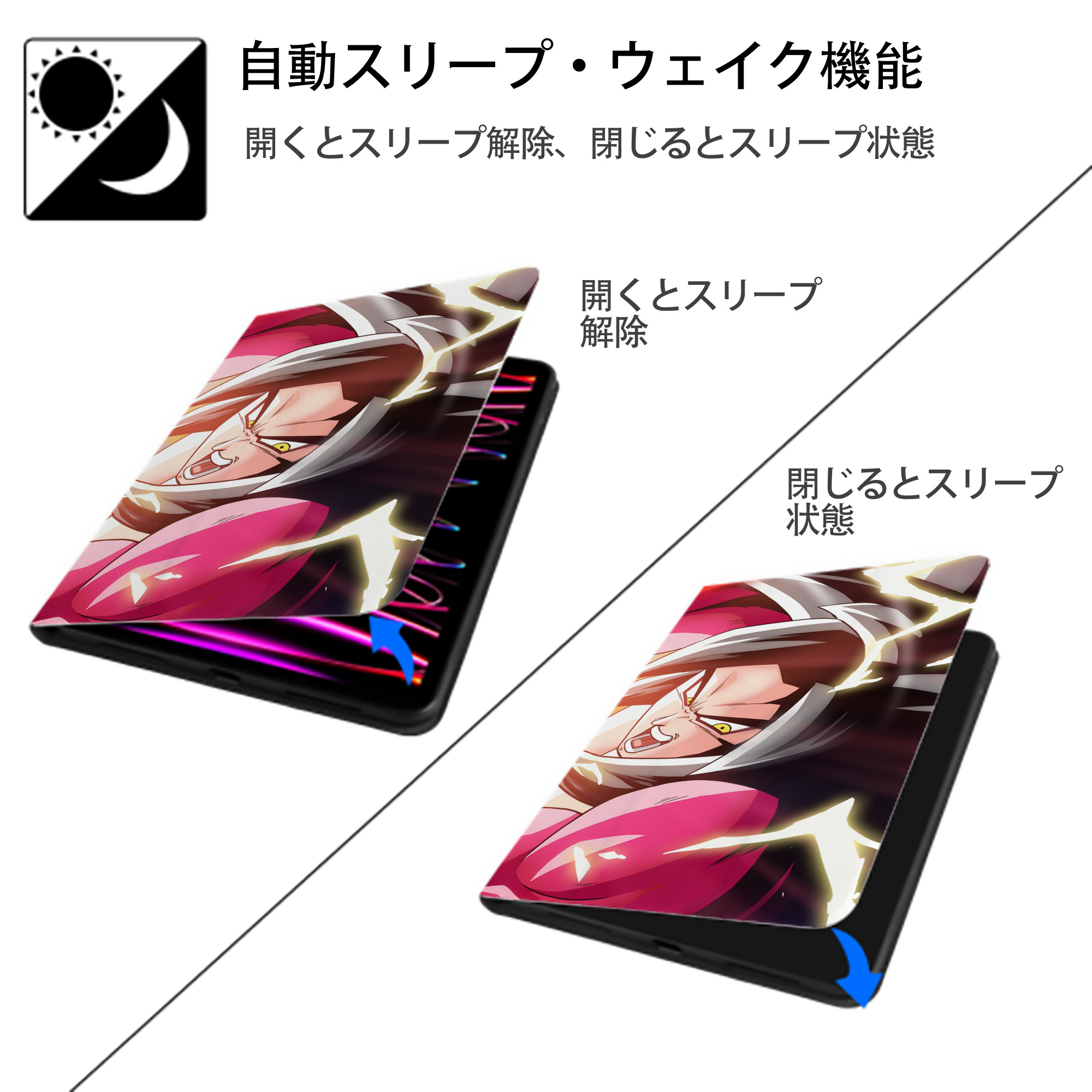 ドラゴンボール DRAGON BALL IPad ケース ブック型 PUレザー TPU 耐衝撃 軽量 薄型 ペン収納なし 全面保護 IPad 各モデル対応