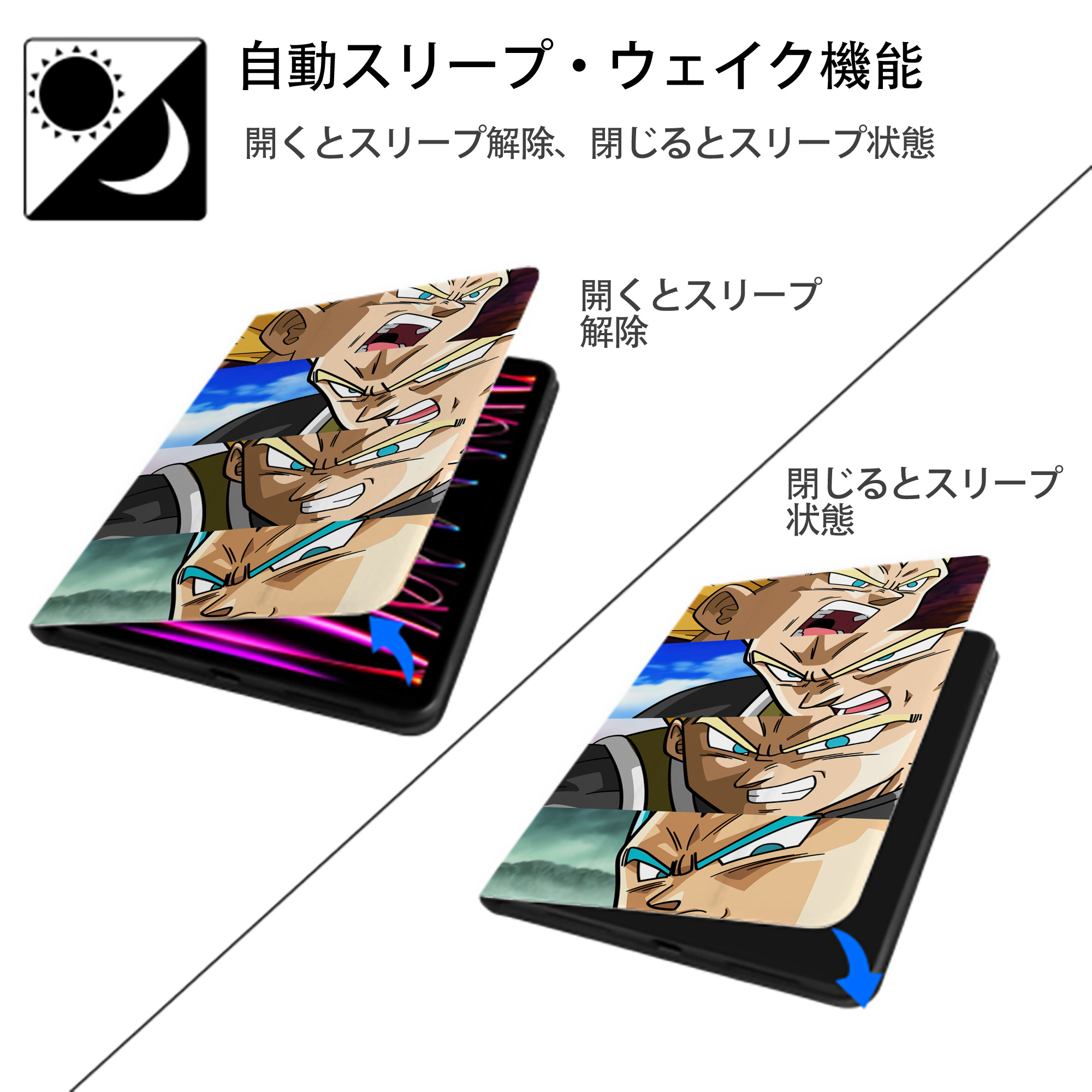 ドラゴンボール DRAGON BALL IPad ケース ブック型 PUレザー TPU 耐衝撃 軽量 薄型 ペン収納なし 全面保護 IPad 各モデル対応