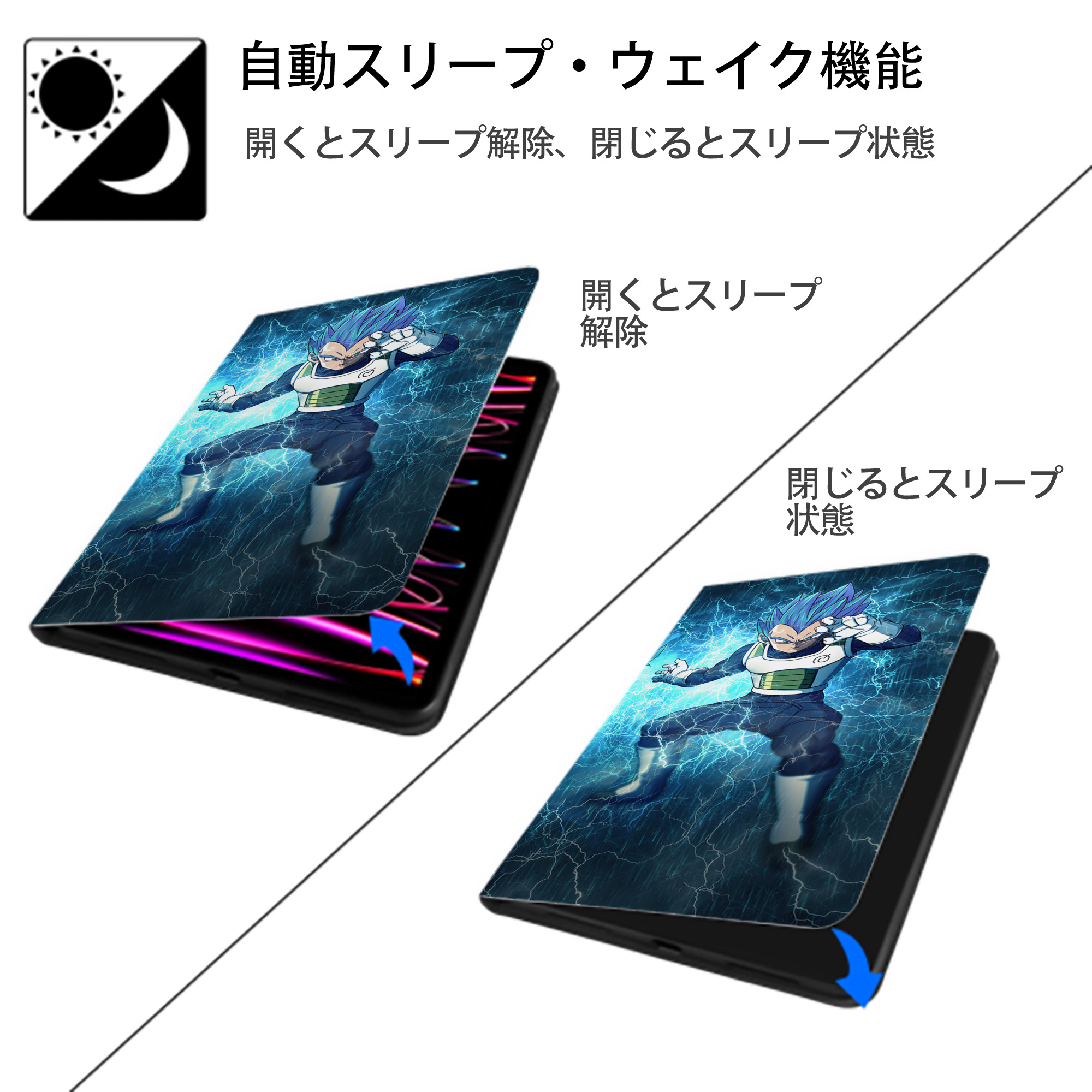 ドラゴンボール DRAGON BALL IPad ケース ブック型 PUレザー TPU 耐衝撃 軽量 薄型 ペン収納なし 全面保護 IPad 各モデル対応