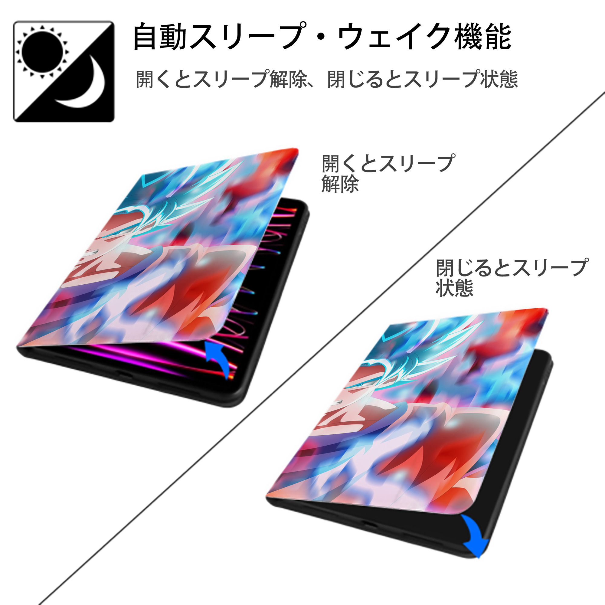 ドラゴンボール DRAGON BALL IPad ケース ブック型 PUレザー TPU 耐衝撃 軽量 薄型 ペン収納なし 全面保護 IPad 各モデル対応