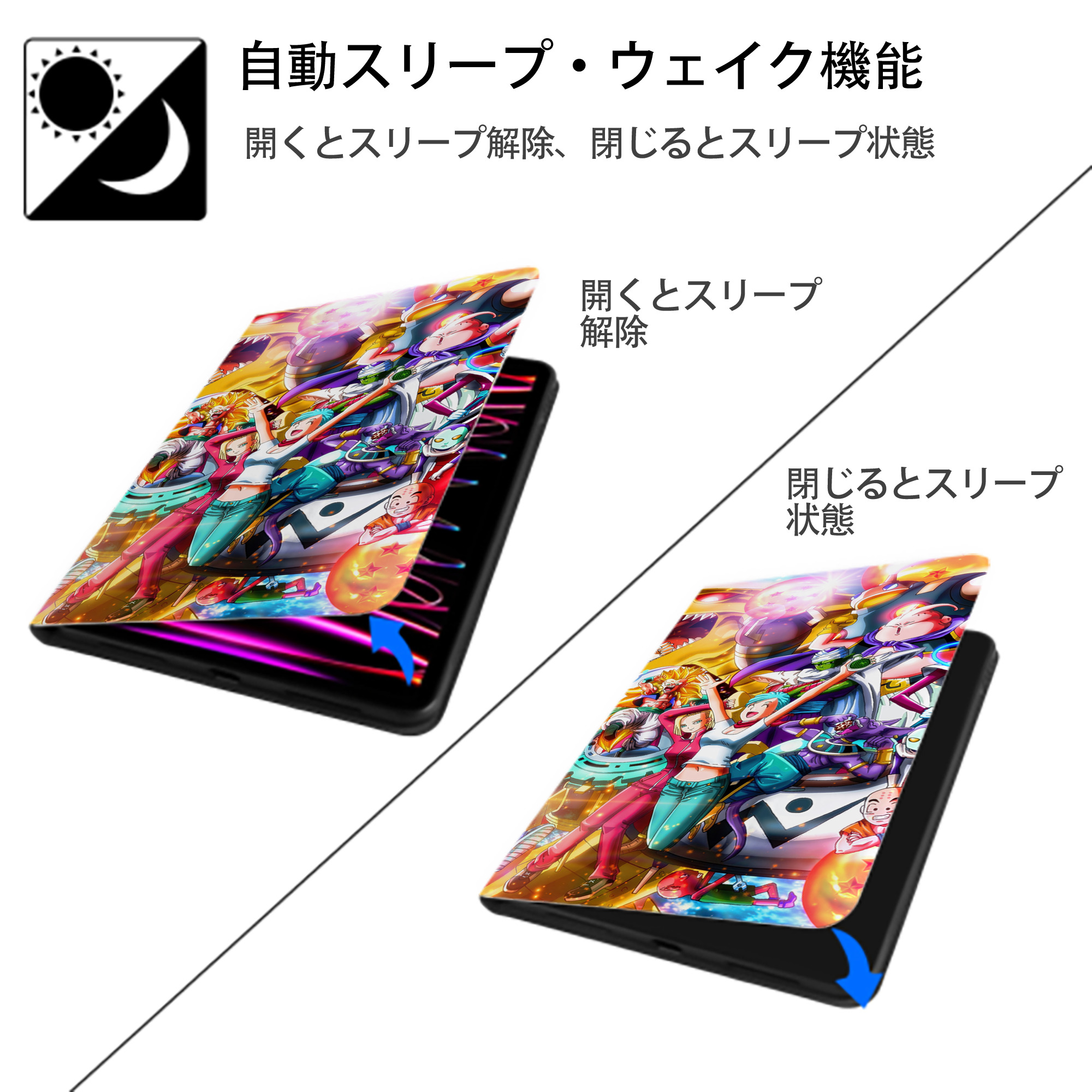ドラゴンボール DRAGON BALL IPad ケース ブック型 PUレザー TPU 耐衝撃 軽量 薄型 ペン収納なし 全面保護 IPad 各モデル対応
