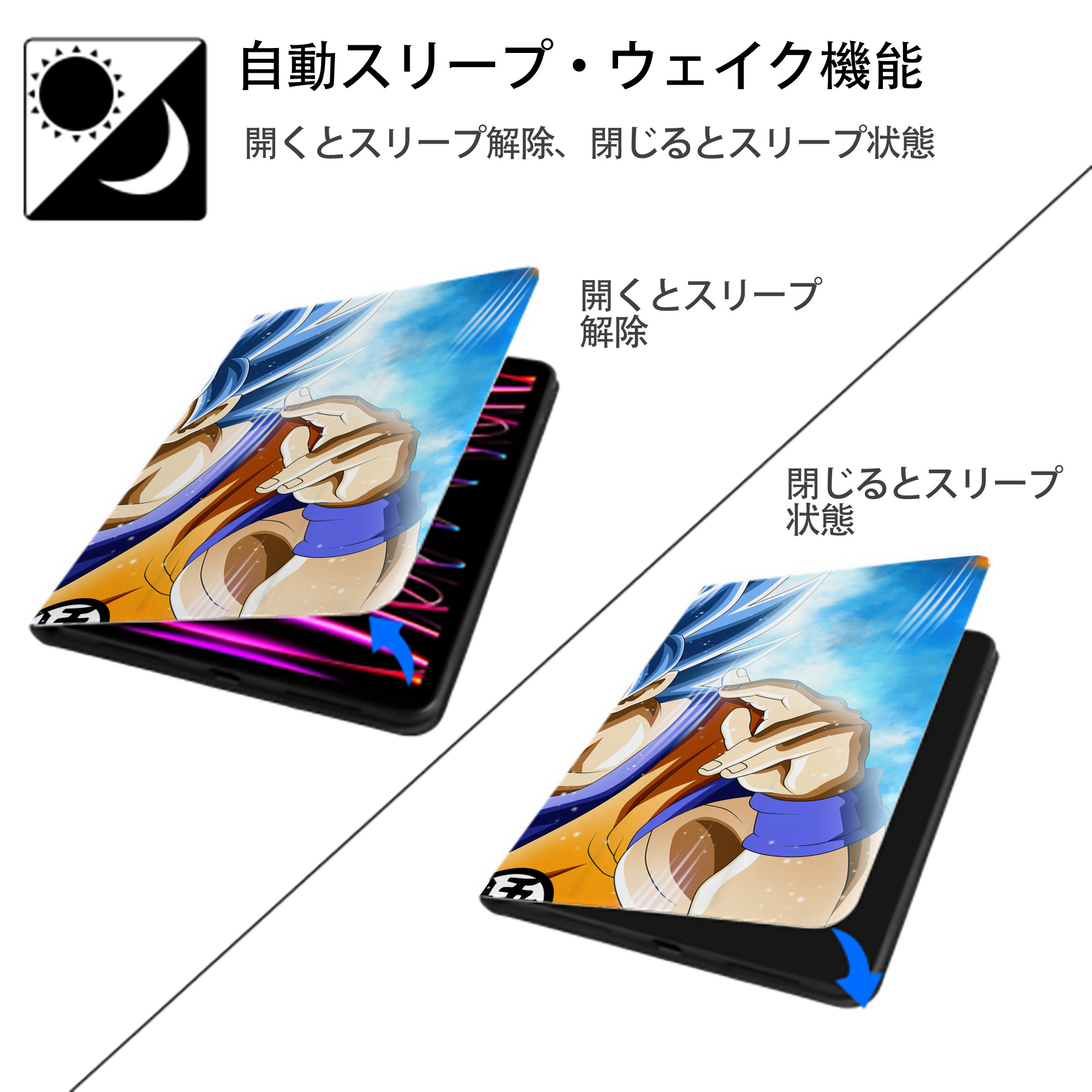 ドラゴンボール DRAGON BALL IPad ケース ブック型 PUレザー TPU 耐衝撃 軽量 薄型 ペン収納なし 全面保護 IPad 各モデル対応