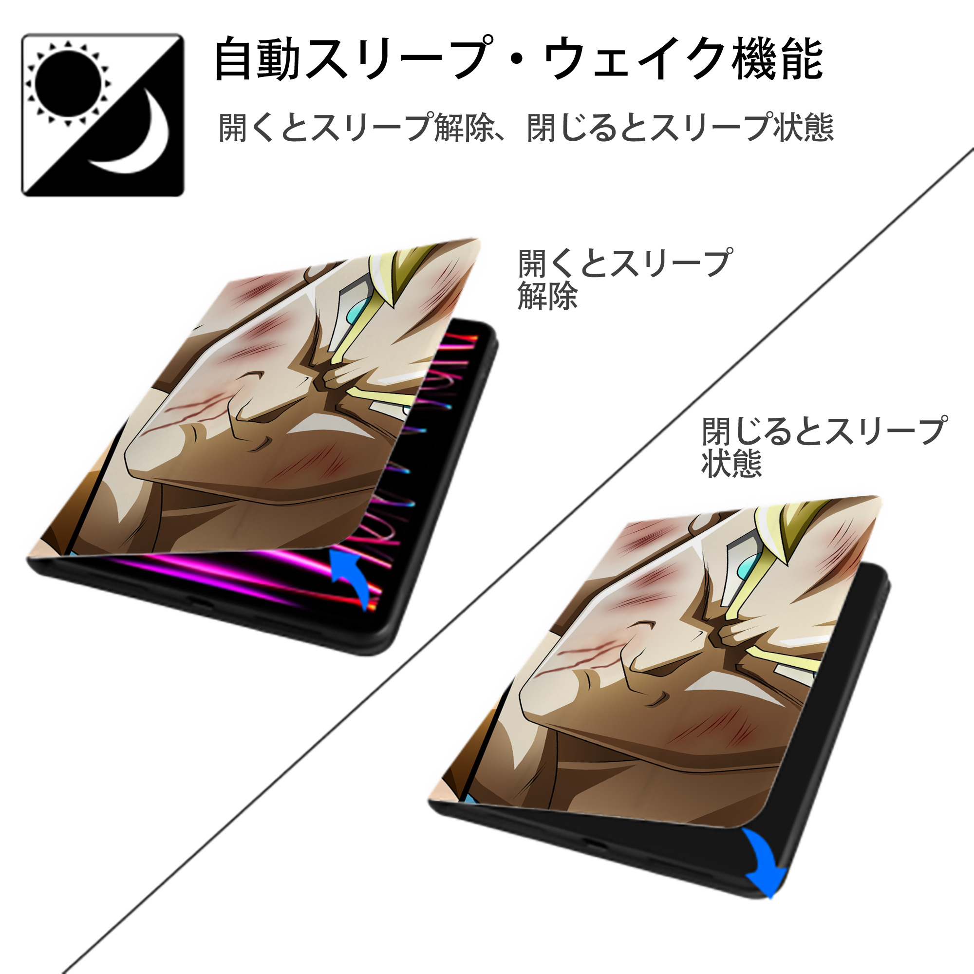 ドラゴンボール DRAGON BALL IPad ケース ブック型 PUレザー TPU 耐衝撃 軽量 薄型 ペン収納なし 全面保護 IPad 各モデル対応