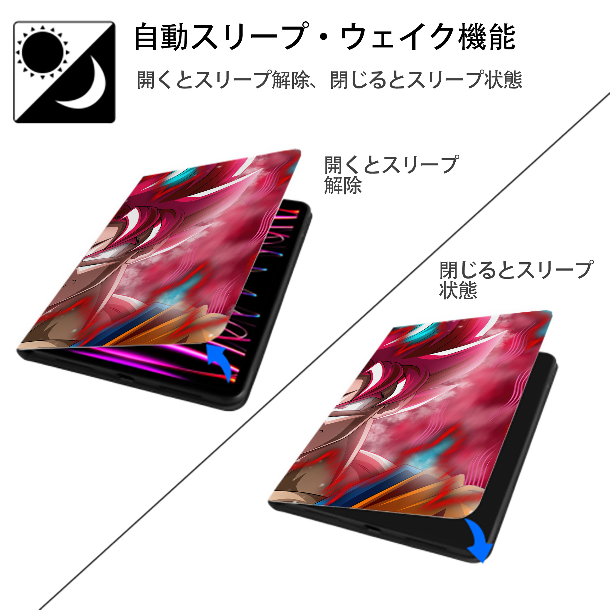 ドラゴンボール DRAGON BALL IPad ケース ブック型 PUレザー TPU 耐衝撃 軽量 薄型 ペン収納なし 全面保護 IPad 各モデル対応