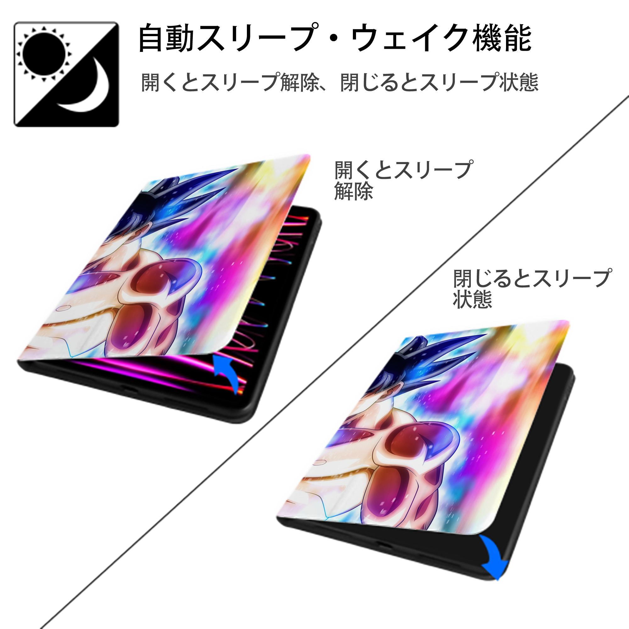 ドラゴンボール DRAGON BALL IPad ケース ブック型 PUレザー TPU 耐衝撃 軽量 薄型 ペン収納なし 全面保護 IPad 各モデル対応