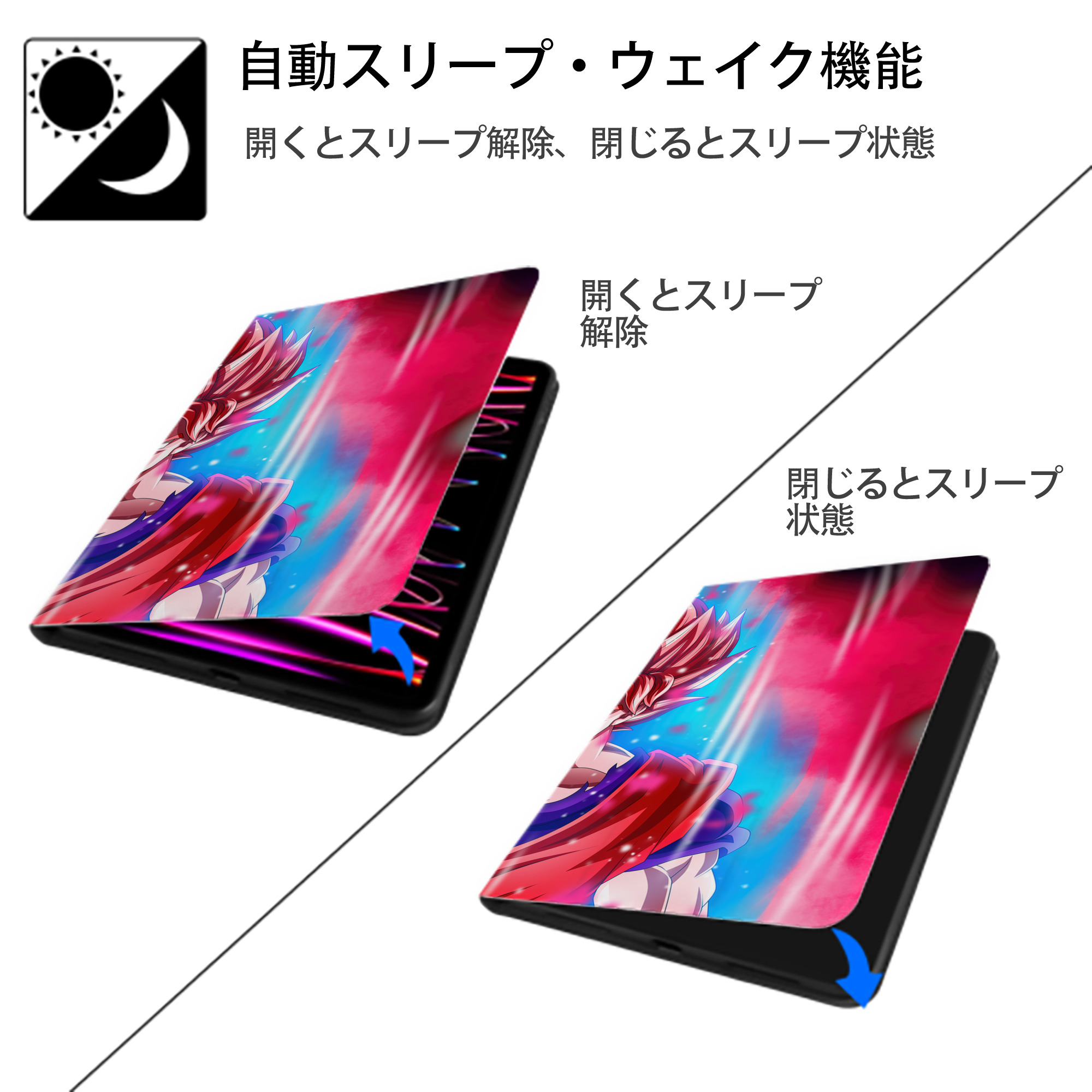 ドラゴンボール DRAGON BALL IPad ケース ブック型 PUレザー TPU 耐衝撃 軽量 薄型 ペン収納なし 全面保護 IPad 各モデル対応