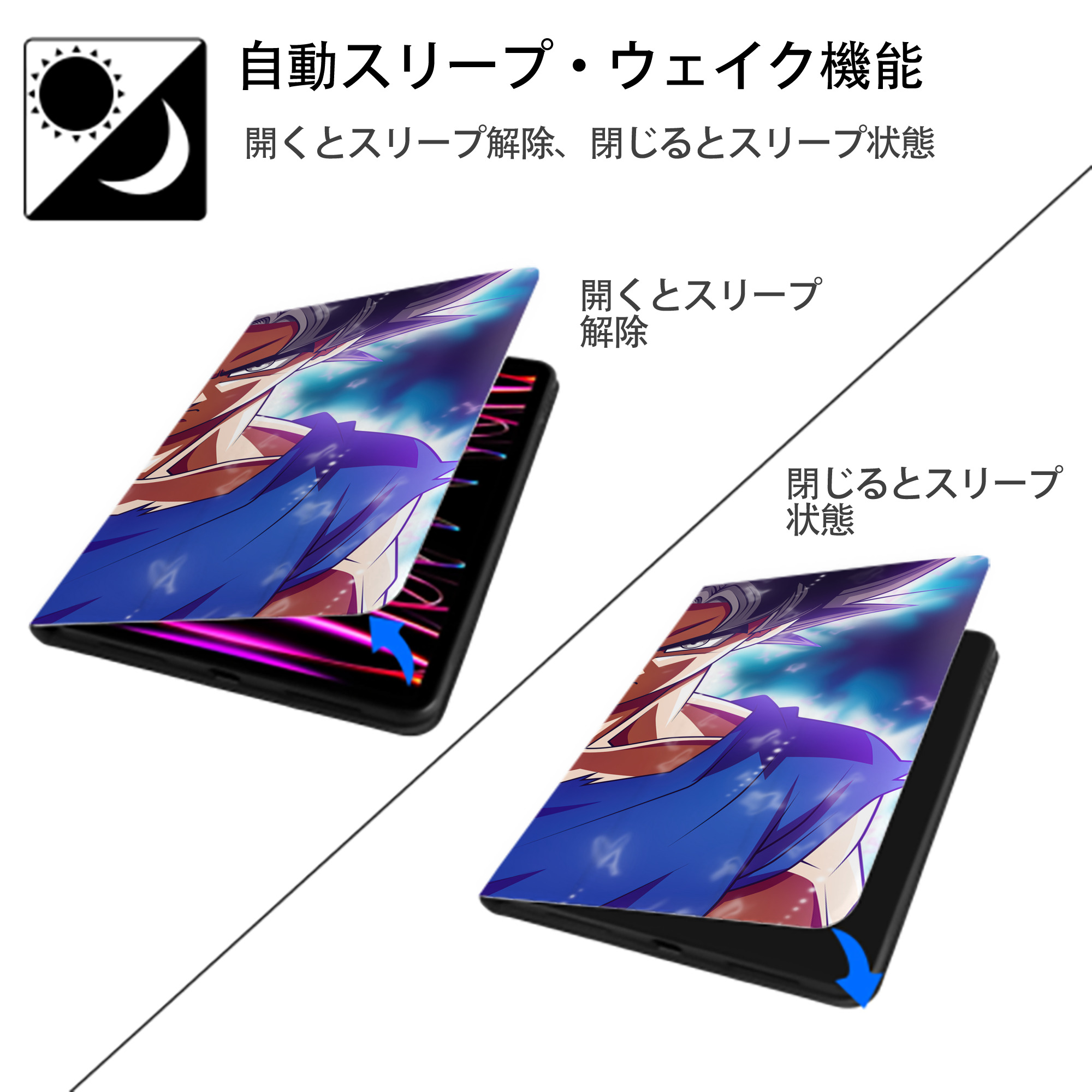 ドラゴンボール DRAGON BALL IPad ケース ブック型 PUレザー TPU 耐衝撃 軽量 薄型 ペン収納なし 全面保護 IPad 各モデル対応