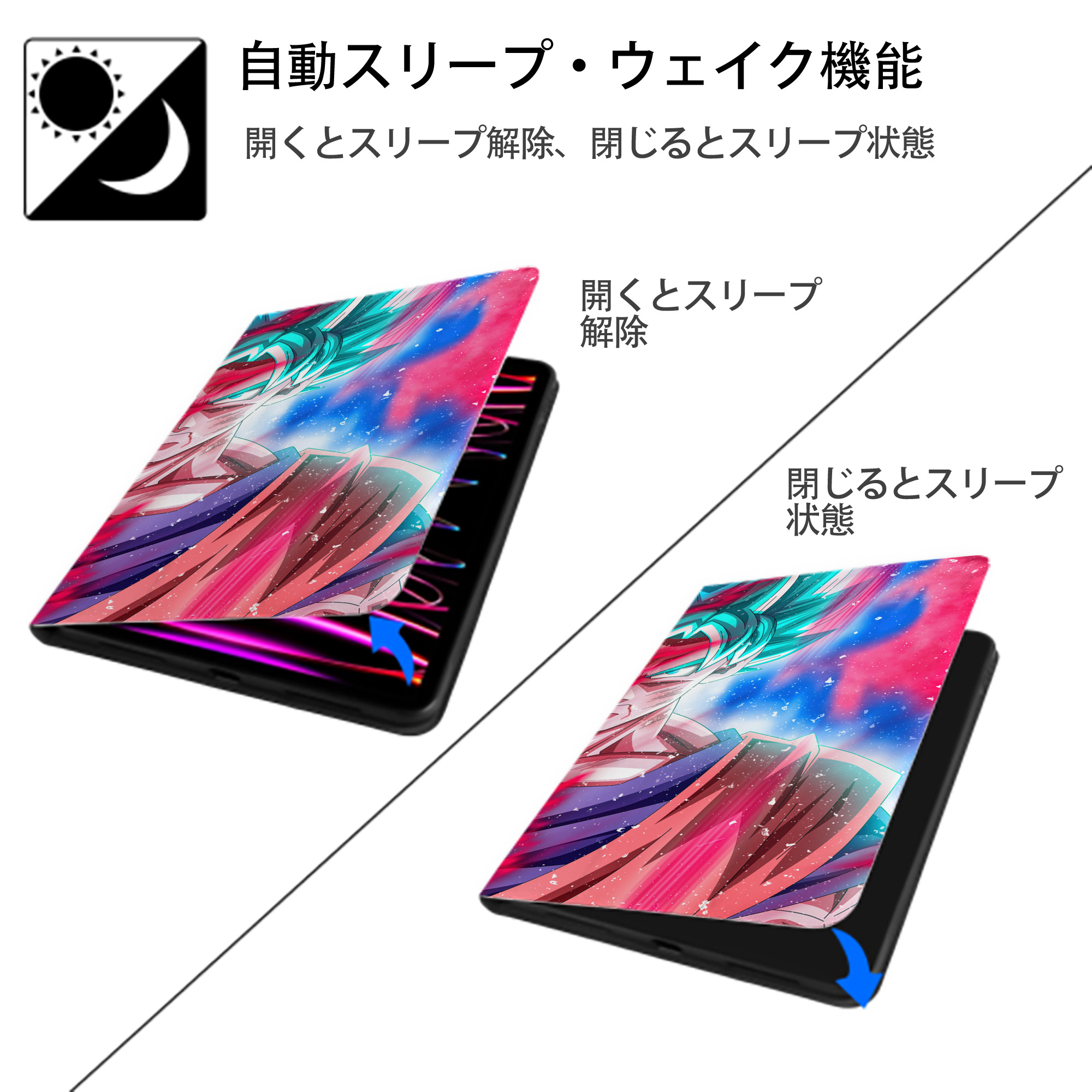 ドラゴンボール DRAGON BALL IPad ケース ブック型 PUレザー TPU 耐衝撃 軽量 薄型 ペン収納なし 全面保護 IPad 各モデル対応
