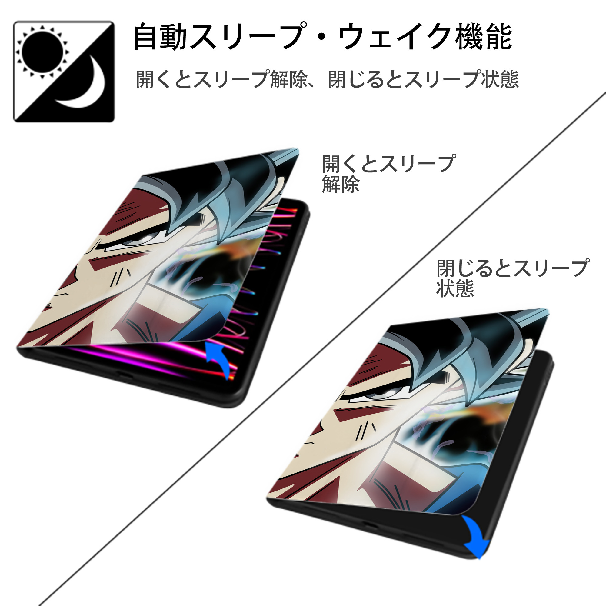 ドラゴンボール DRAGON BALL IPad ケース ブック型 PUレザー TPU 耐衝撃 軽量 薄型 ペン収納なし 全面保護 IPad 各モデル対応