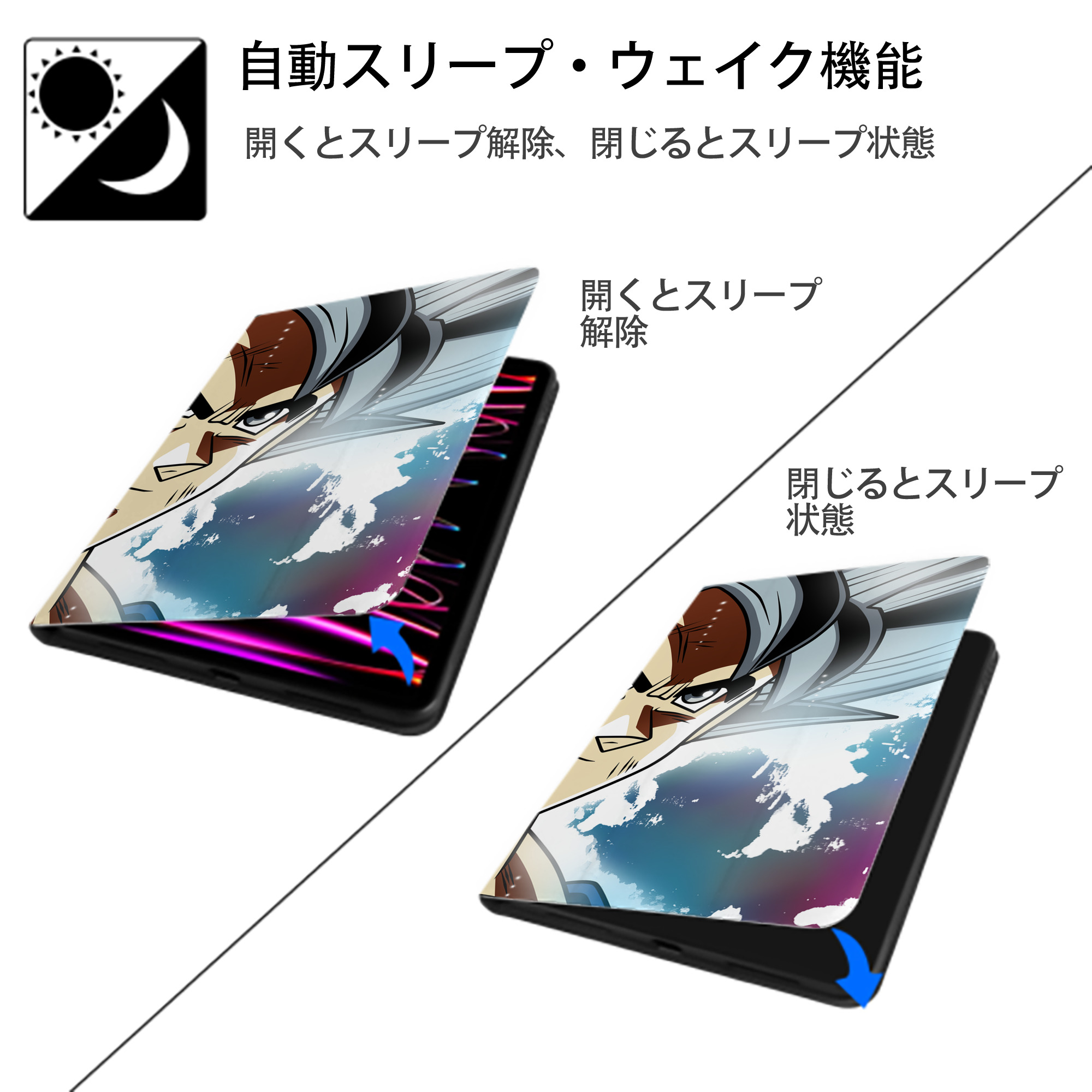 ドラゴンボール DRAGON BALL IPad ケース ブック型 PUレザー TPU 耐衝撃 軽量 薄型 ペン収納なし 全面保護 IPad 各モデル対応