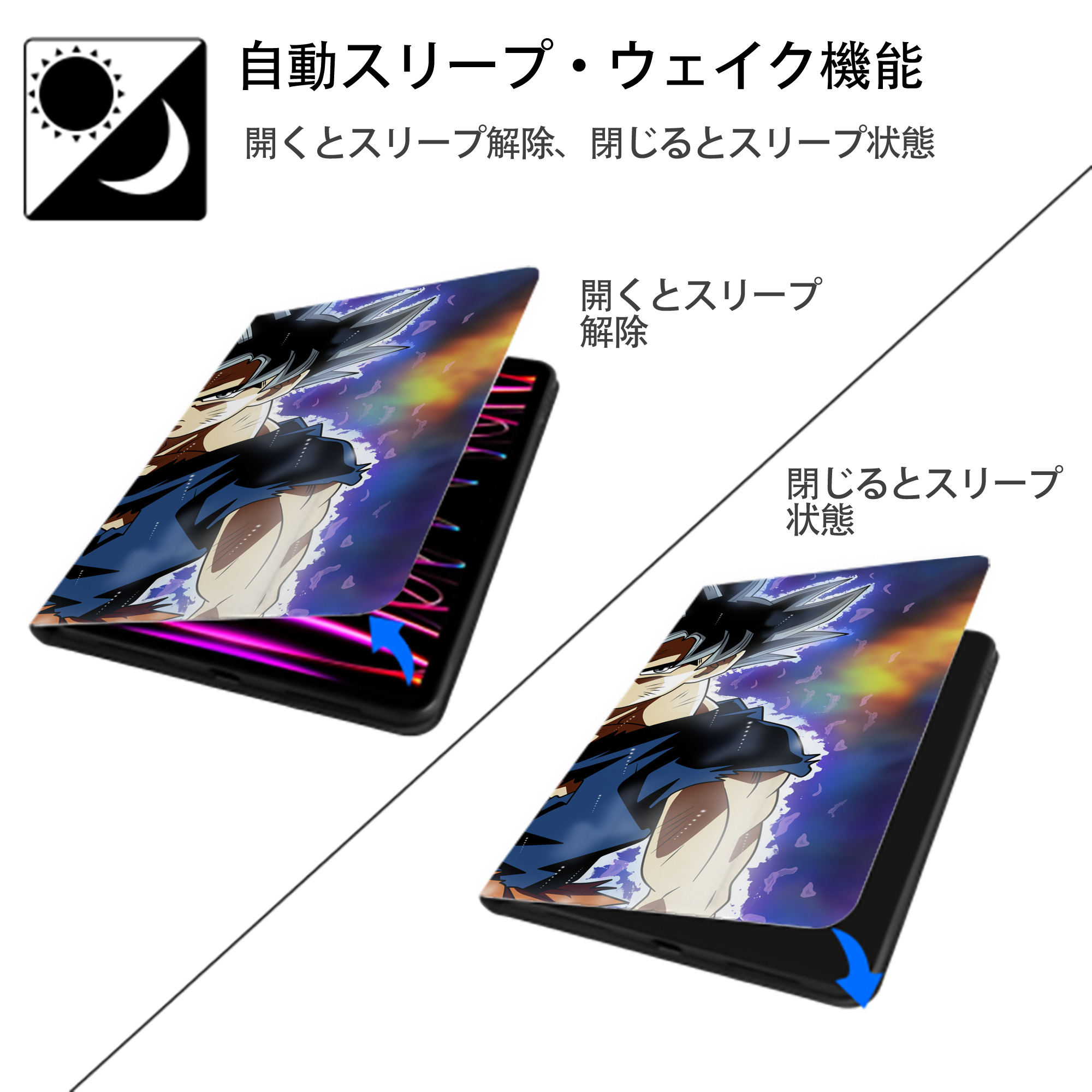 ドラゴンボール DRAGON BALL IPad ケース ブック型 PUレザー TPU 耐衝撃 軽量 薄型 ペン収納なし 全面保護 IPad 各モデル対応