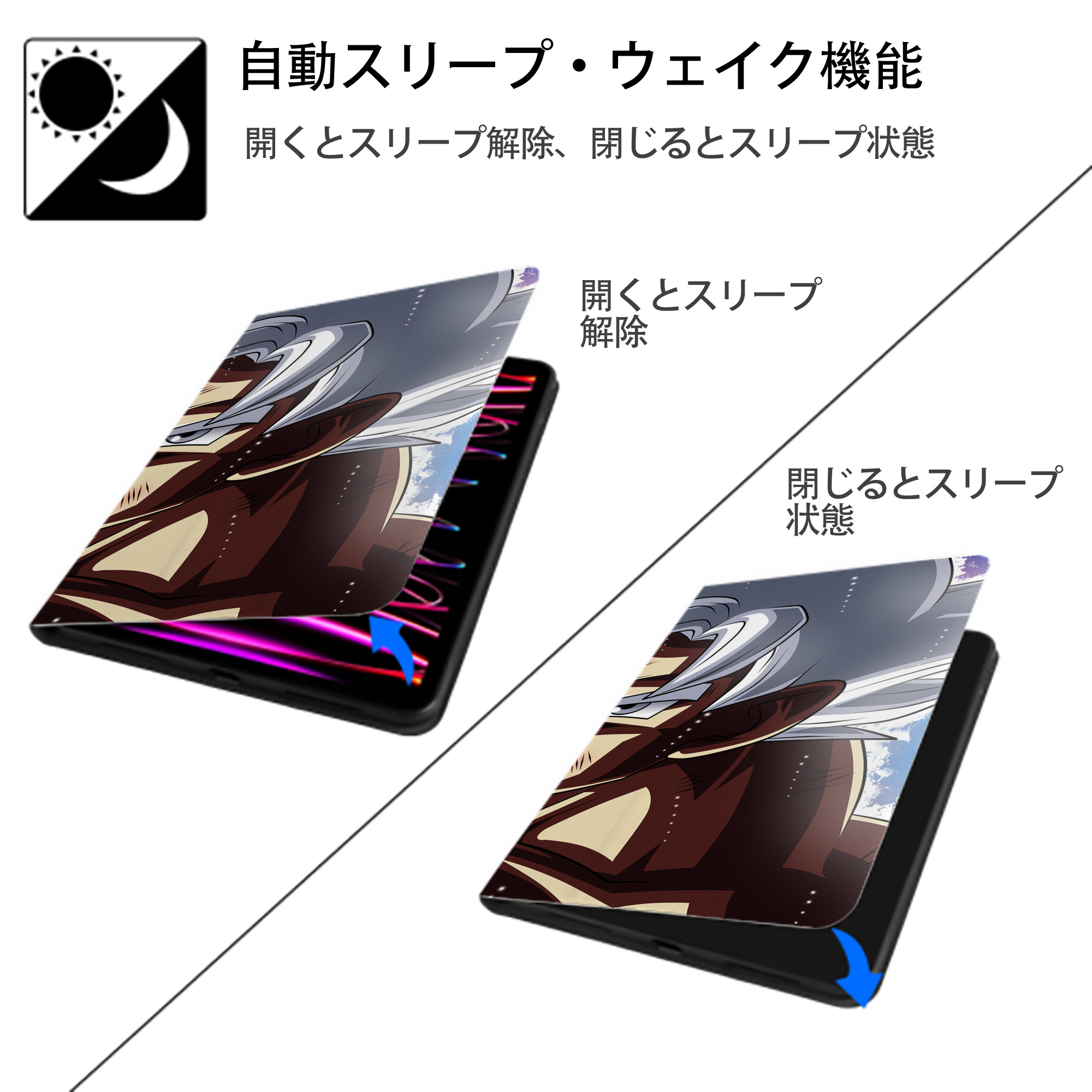 ドラゴンボール DRAGON BALL IPad ケース ブック型 PUレザー TPU 耐衝撃 軽量 薄型 ペン収納なし 全面保護 IPad 各モデル対応