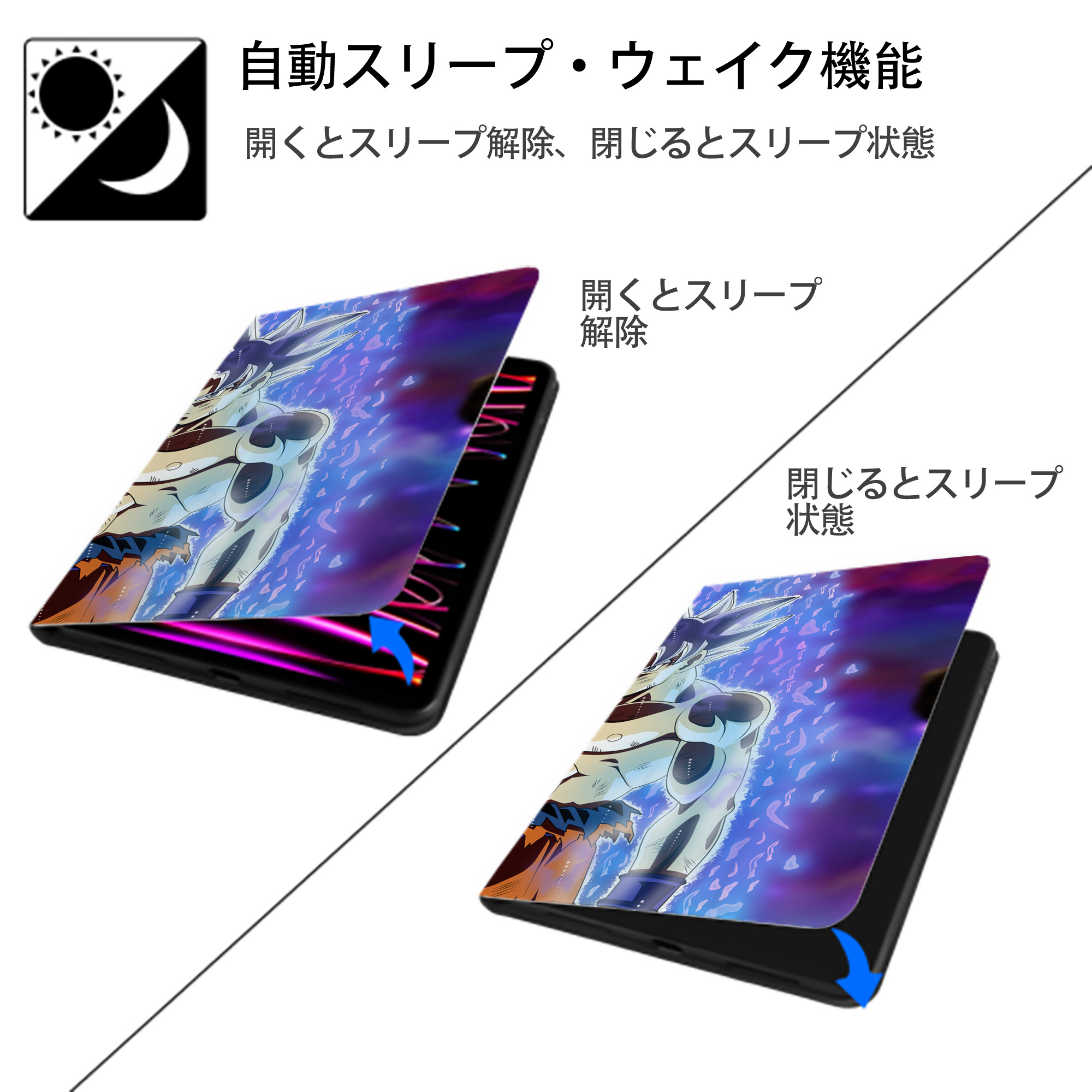 ドラゴンボール DRAGON BALL IPad ケース ブック型 PUレザー TPU 耐衝撃 軽量 薄型 ペン収納なし 全面保護 IPad 各モデル対応