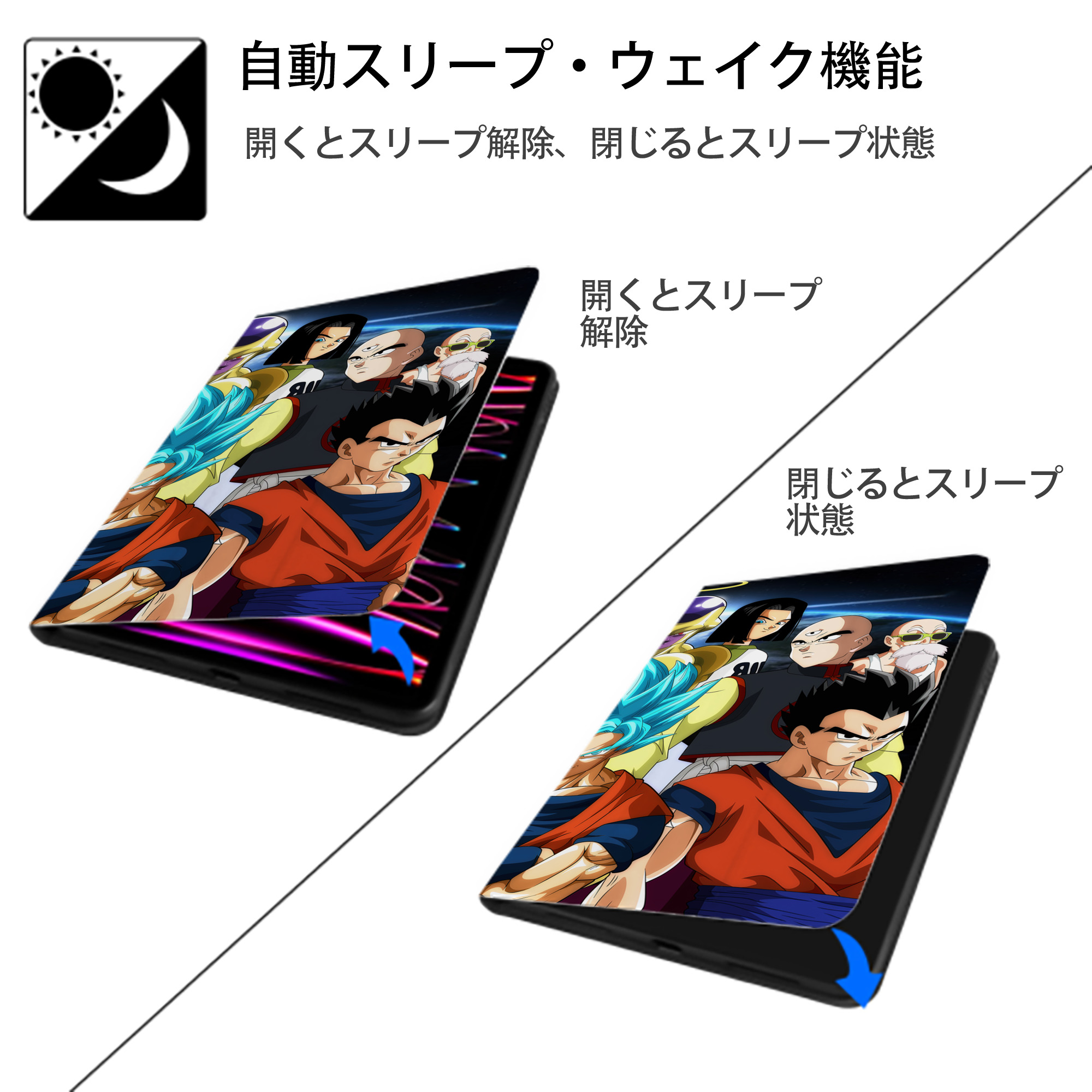 ドラゴンボール DRAGON BALL IPad ケース ブック型 PUレザー TPU 耐衝撃 軽量 薄型 ペン収納なし 全面保護 IPad 各モデル対応